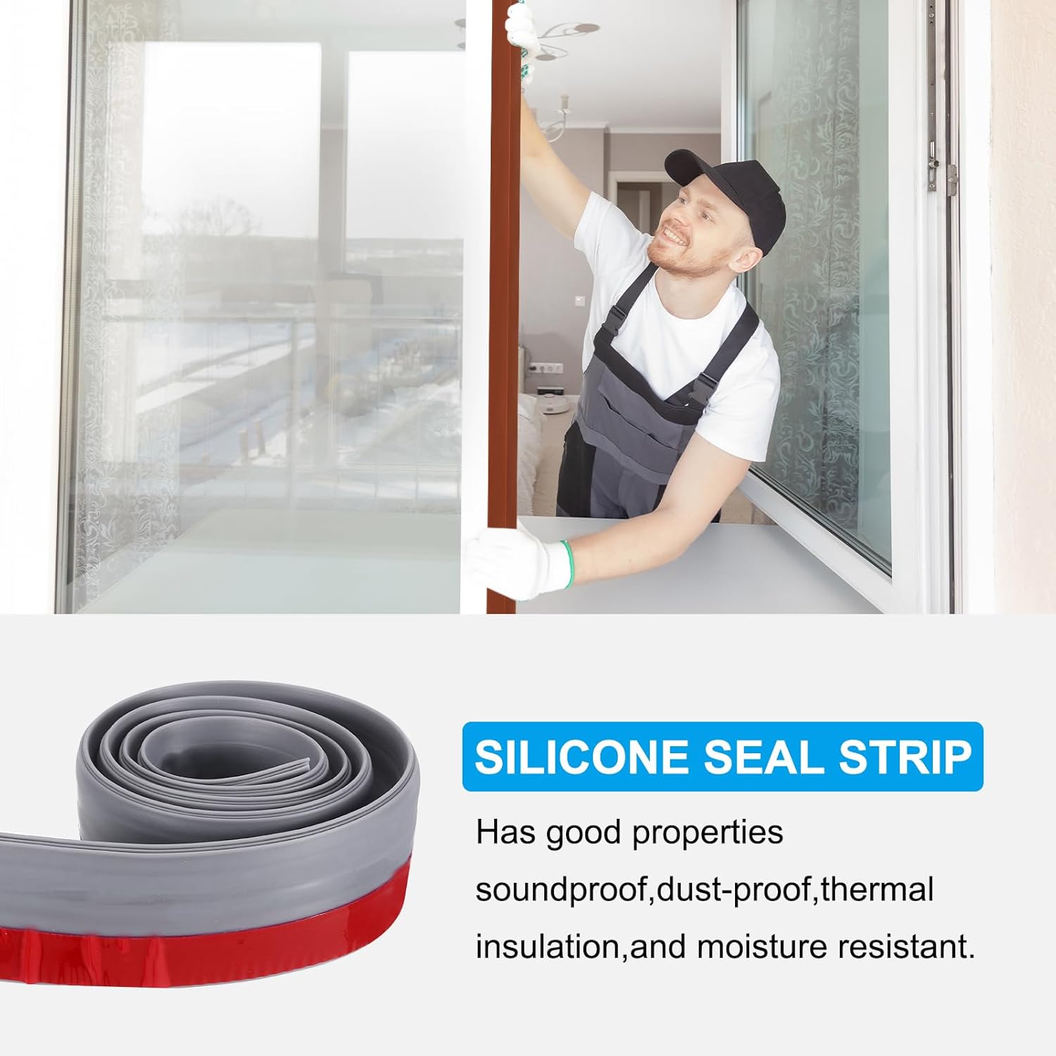 PATIKIL Door Draft Stopper 33FT Silicone Weather Stripping Seal Gray