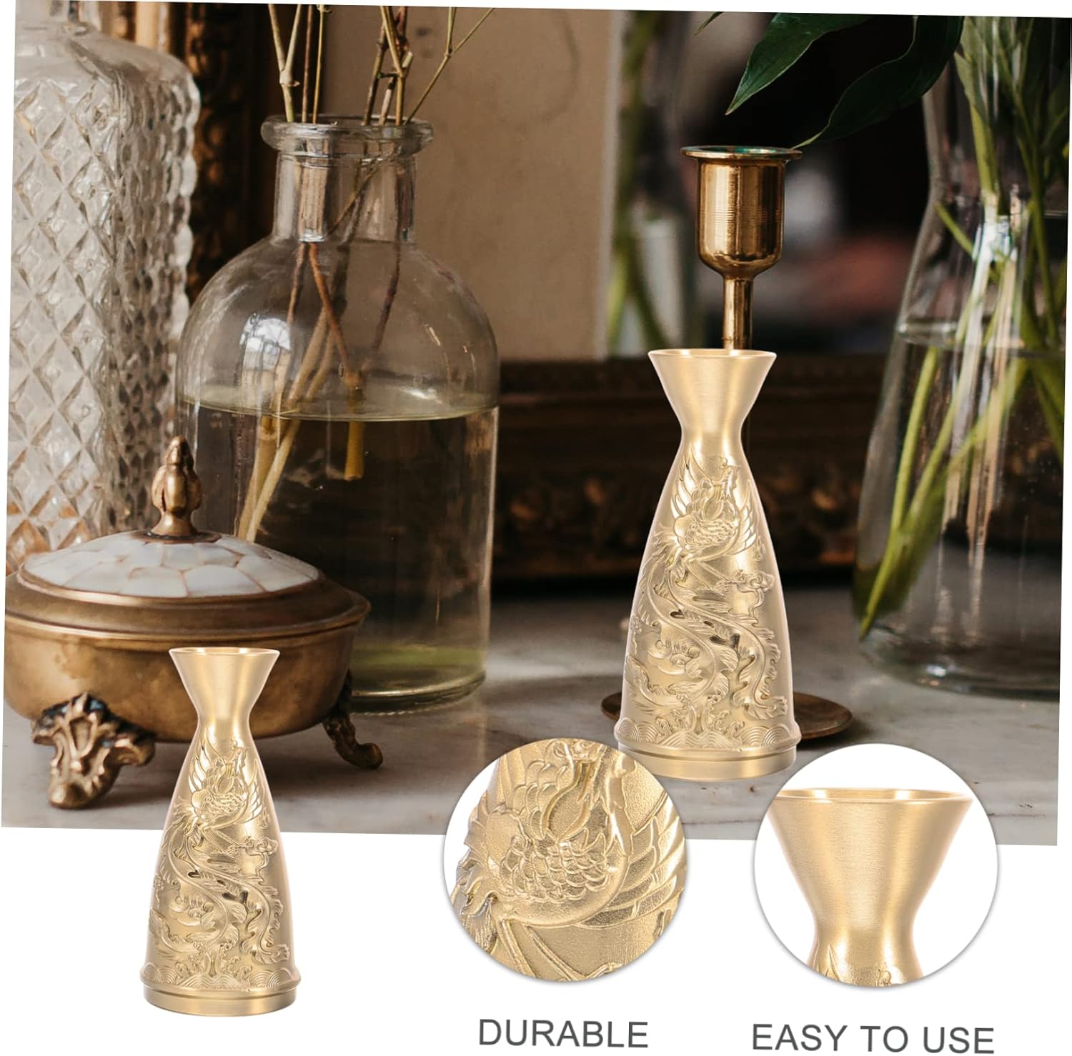 Antique Brass Wine Decanter Decorative Centerpiece for Office Living Room