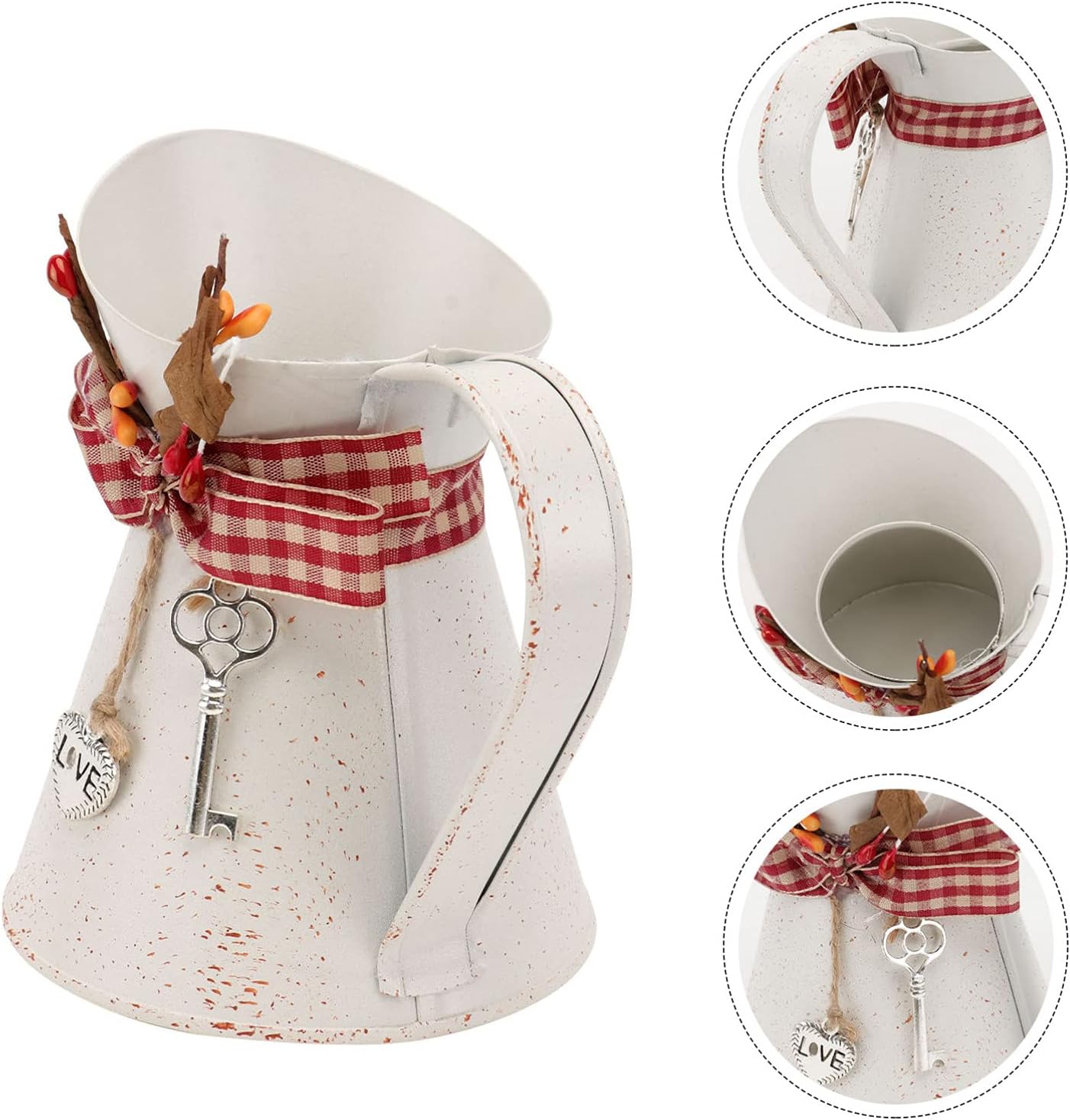 Happyyami Rustic Metal Vase with Handle