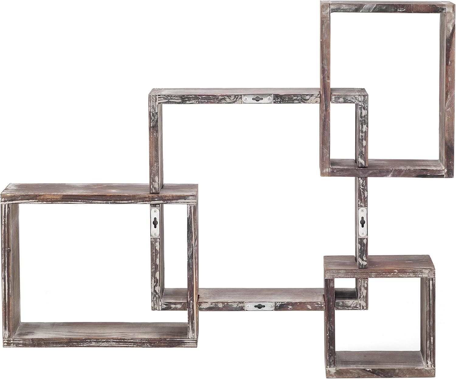 Rustic Wood Floating Shelves with 4 Cubes