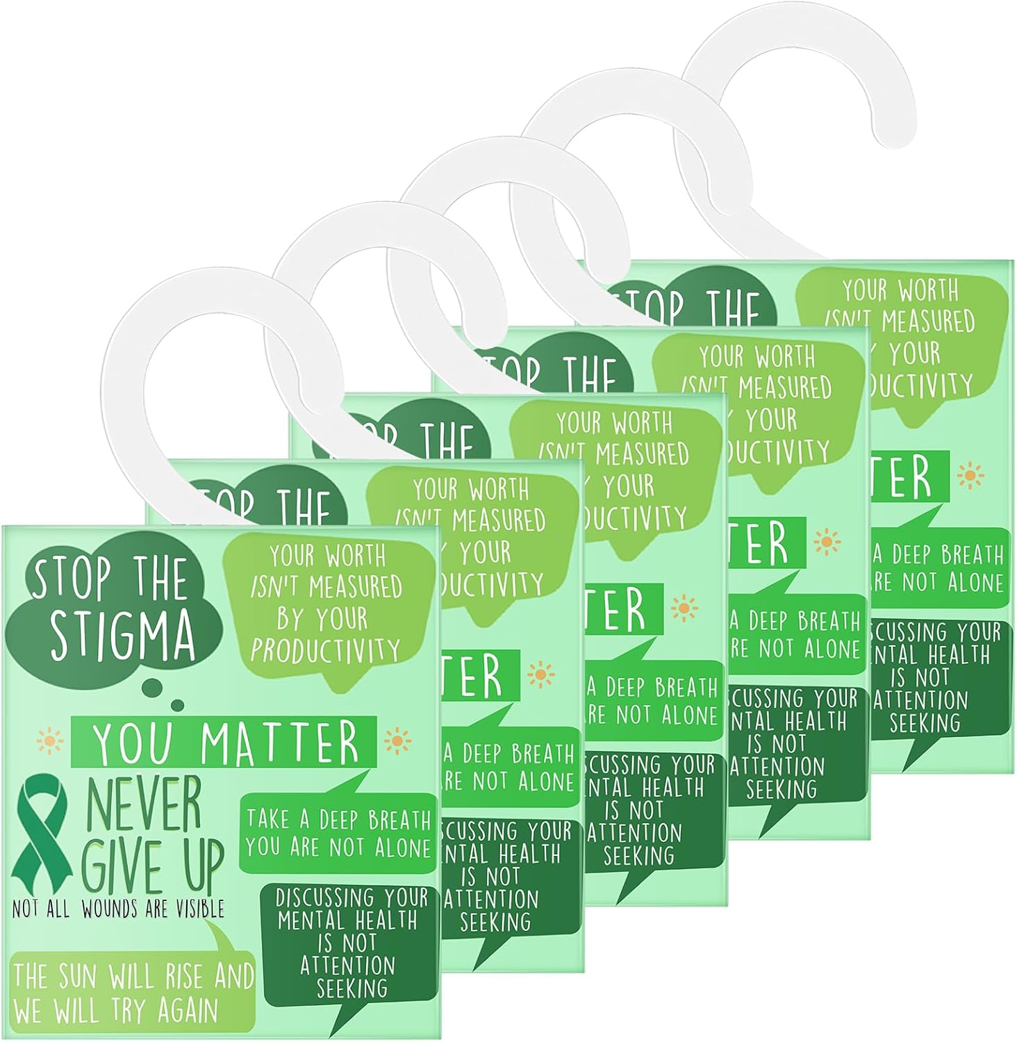 50 Pcs Mental Health Awareness Scent Sachets Green Ribbon Set
