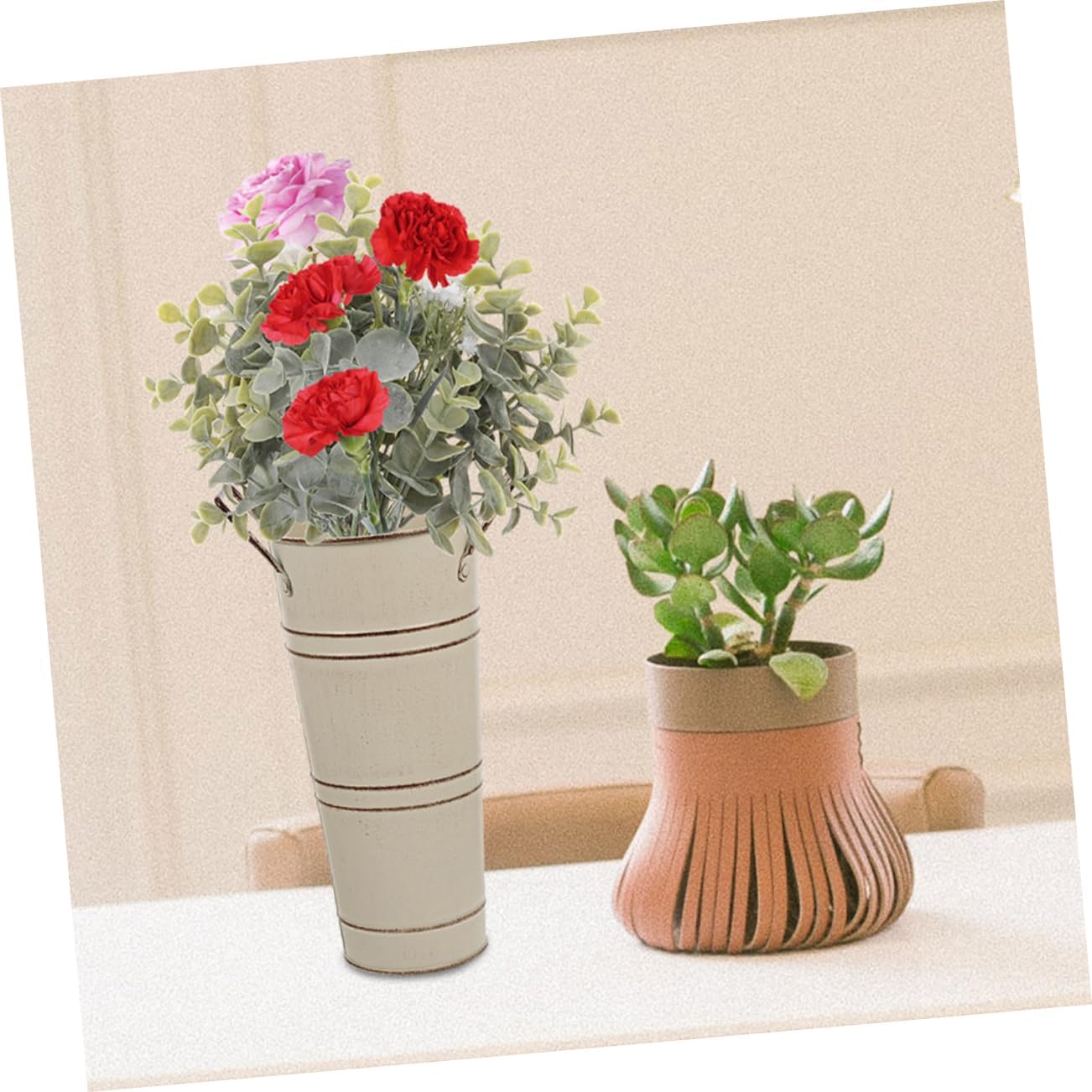 STOBAZA Iron Flower Bucket Vintage Decorative Vase