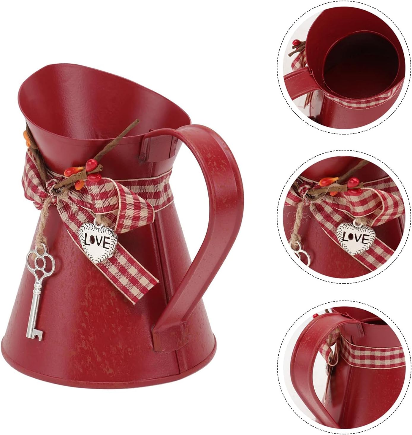 Vaguelly Rustic Red Galvanized Flower Bucket Vase