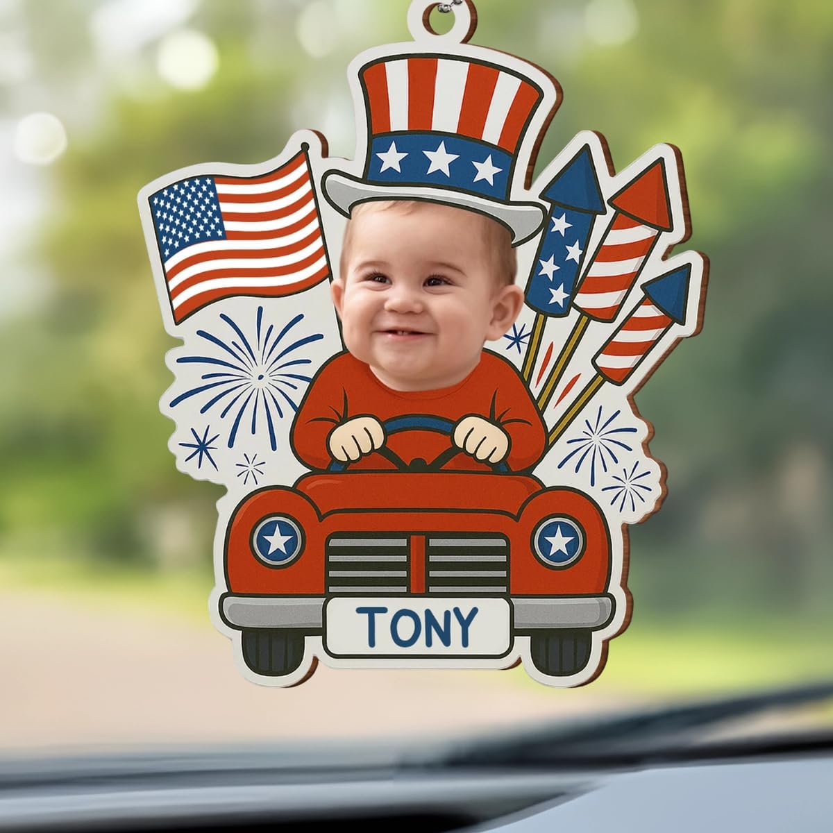 Customizable Baby 4th of July Car Hanging Ornament