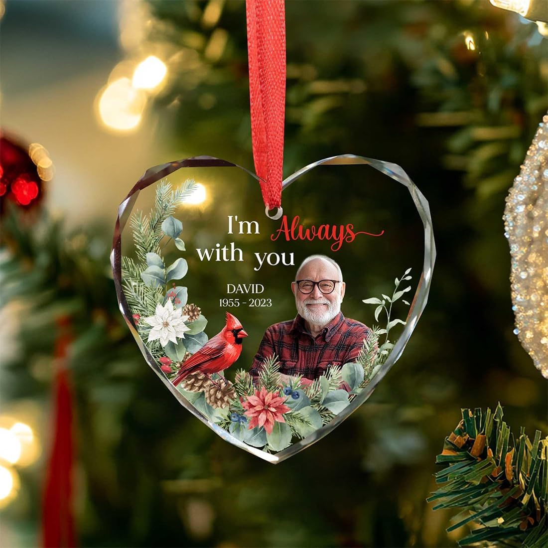 Custom Photo Im Always with You Cardinal Ornament