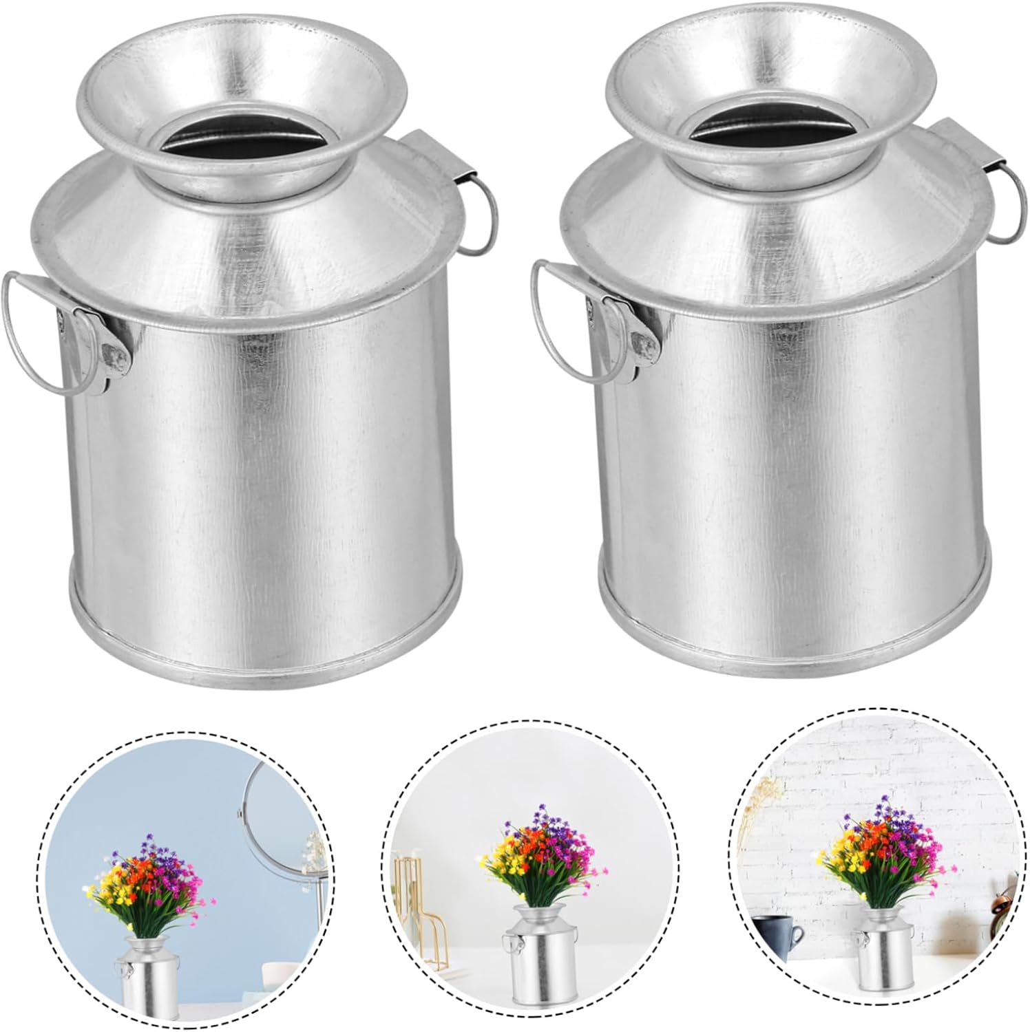 STOBAZA 3pcs Vintage Iron Art Flower Bucket Rustic Planter Containers for Home Decor Dried Plants