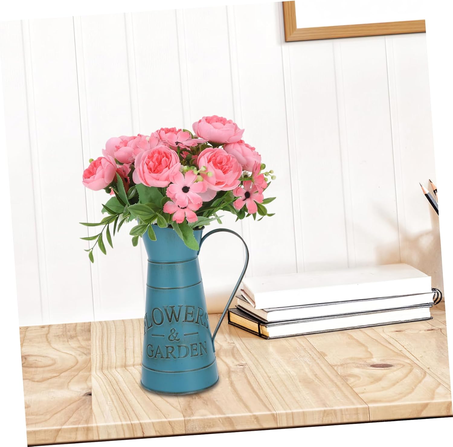 Retro Decorative Blue Flower Kettle Vase