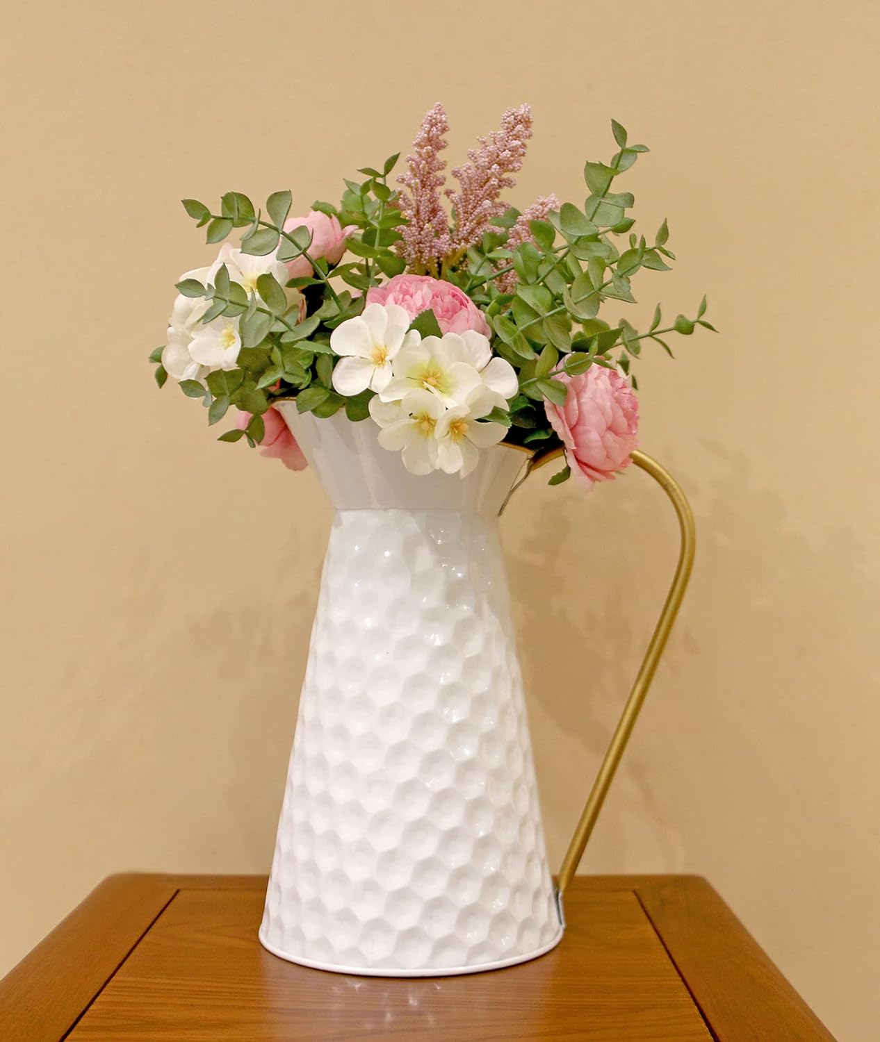 Elegant White Metal Flower Vase for Farmhouse Decor