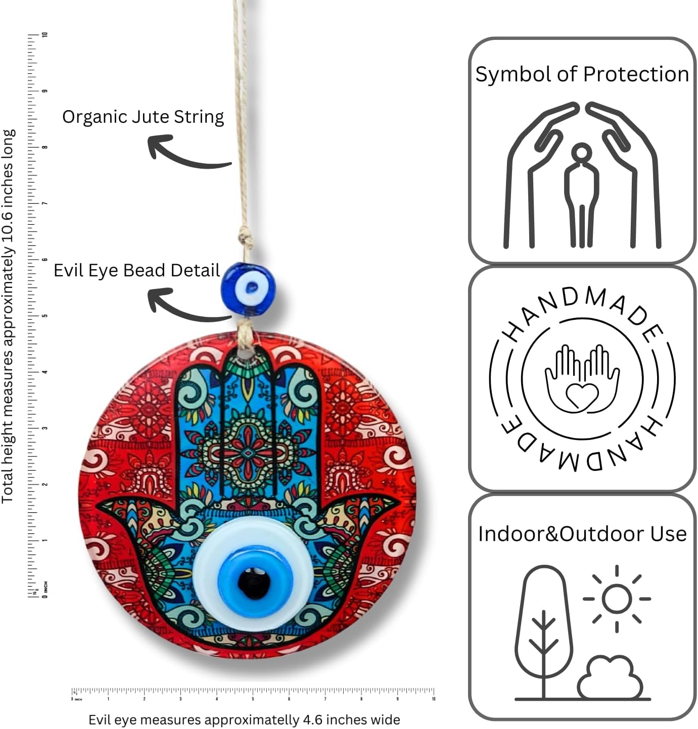 Fusion Hamsa Hand Hanging Decor with Evil Eye