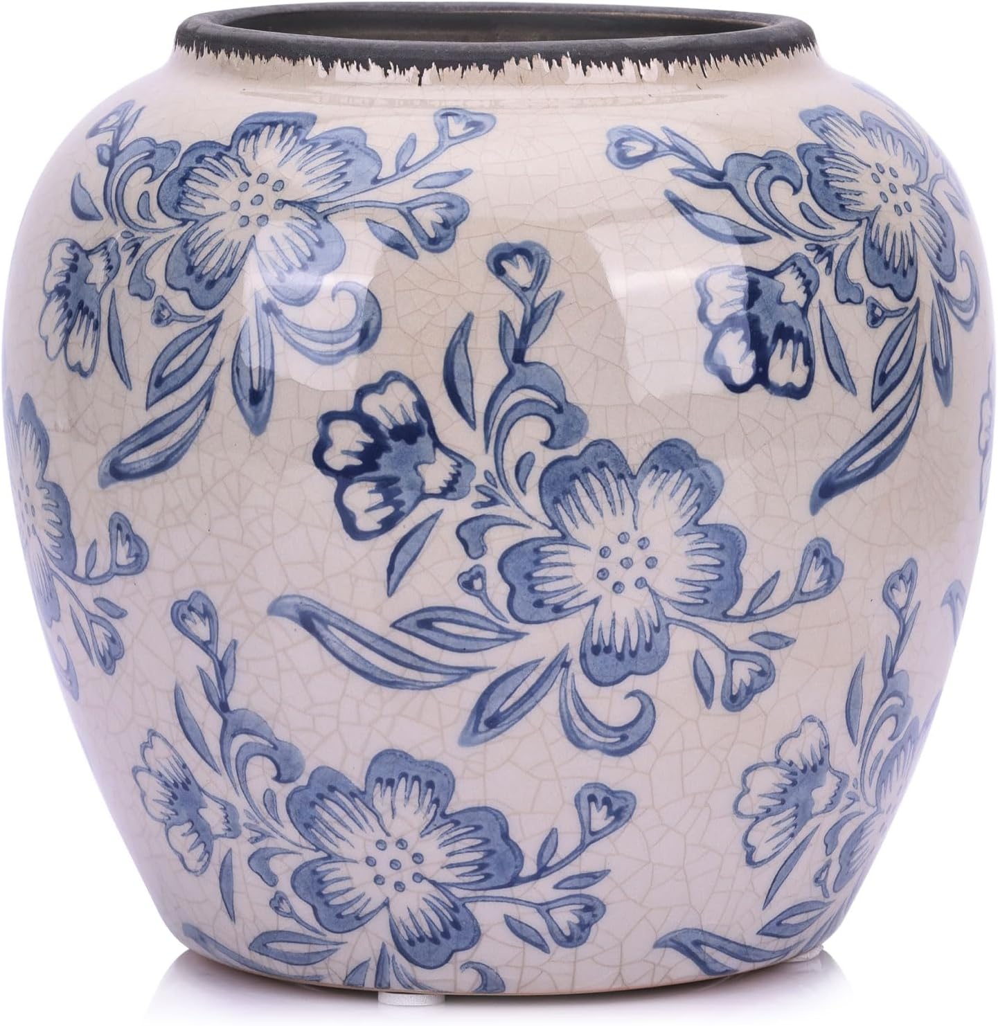 Qianling Blue and White Floral Vase - 67 Vintage Ceramic Decor Vase