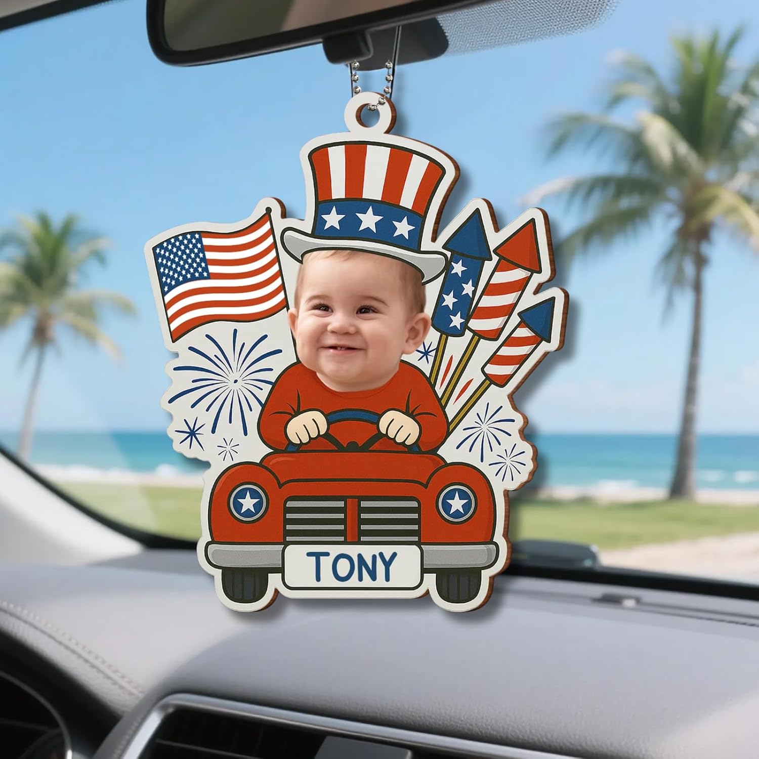Customizable 4th of July Baby Ornament - Red White Blue Decor