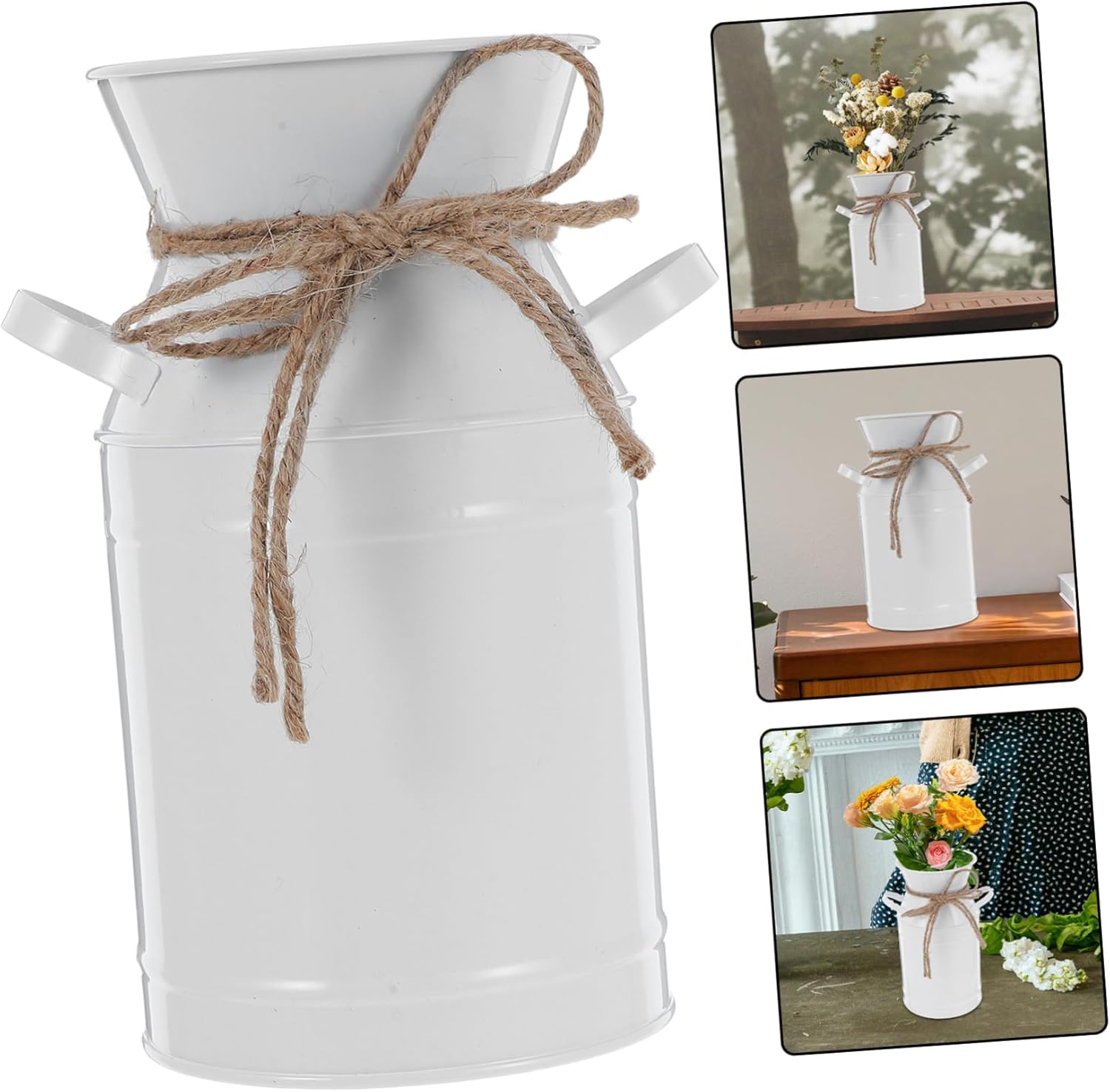 Vintage Metal Vase with Handle for Home Decor