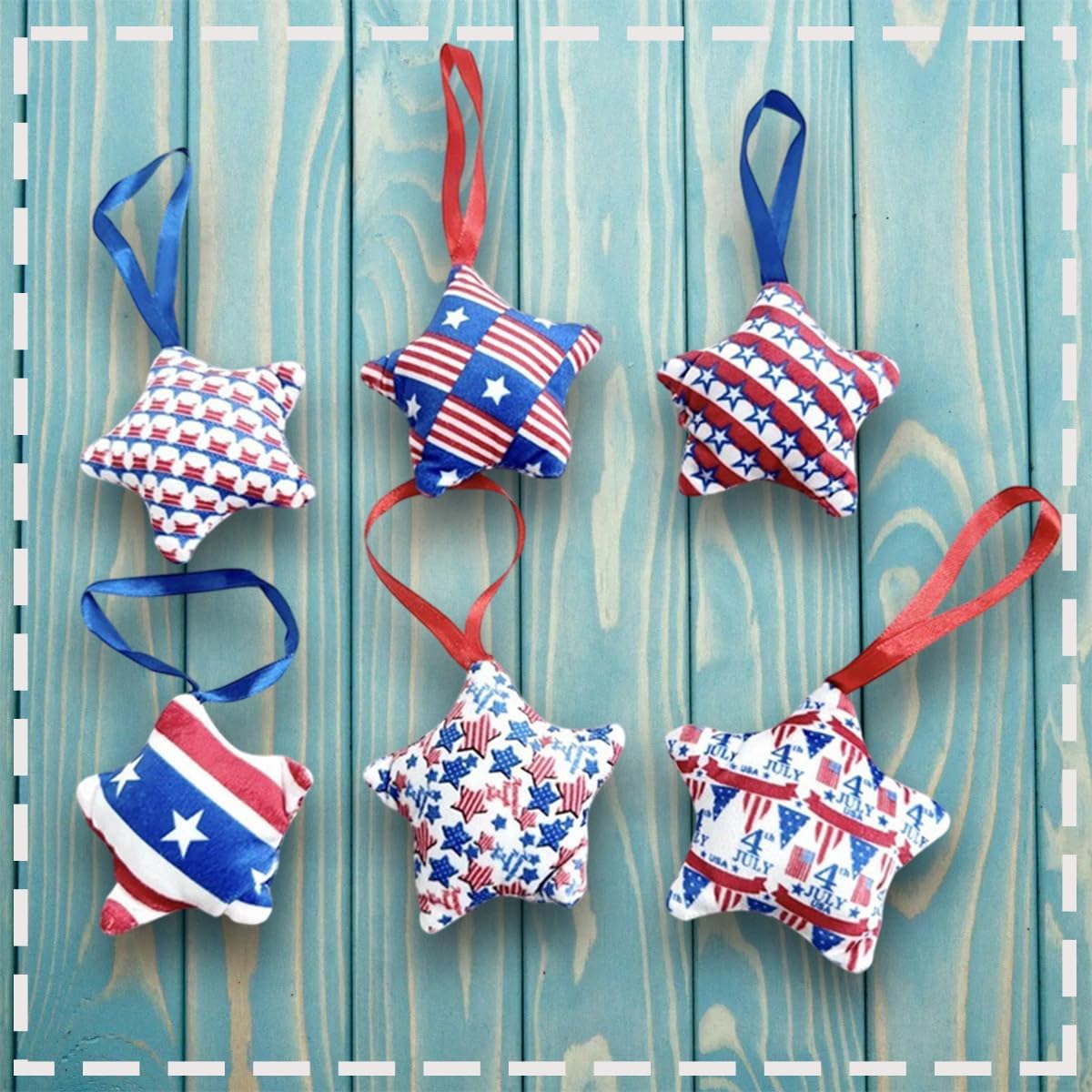 Fabric Stars Hanging Ornament 4th of July Decor