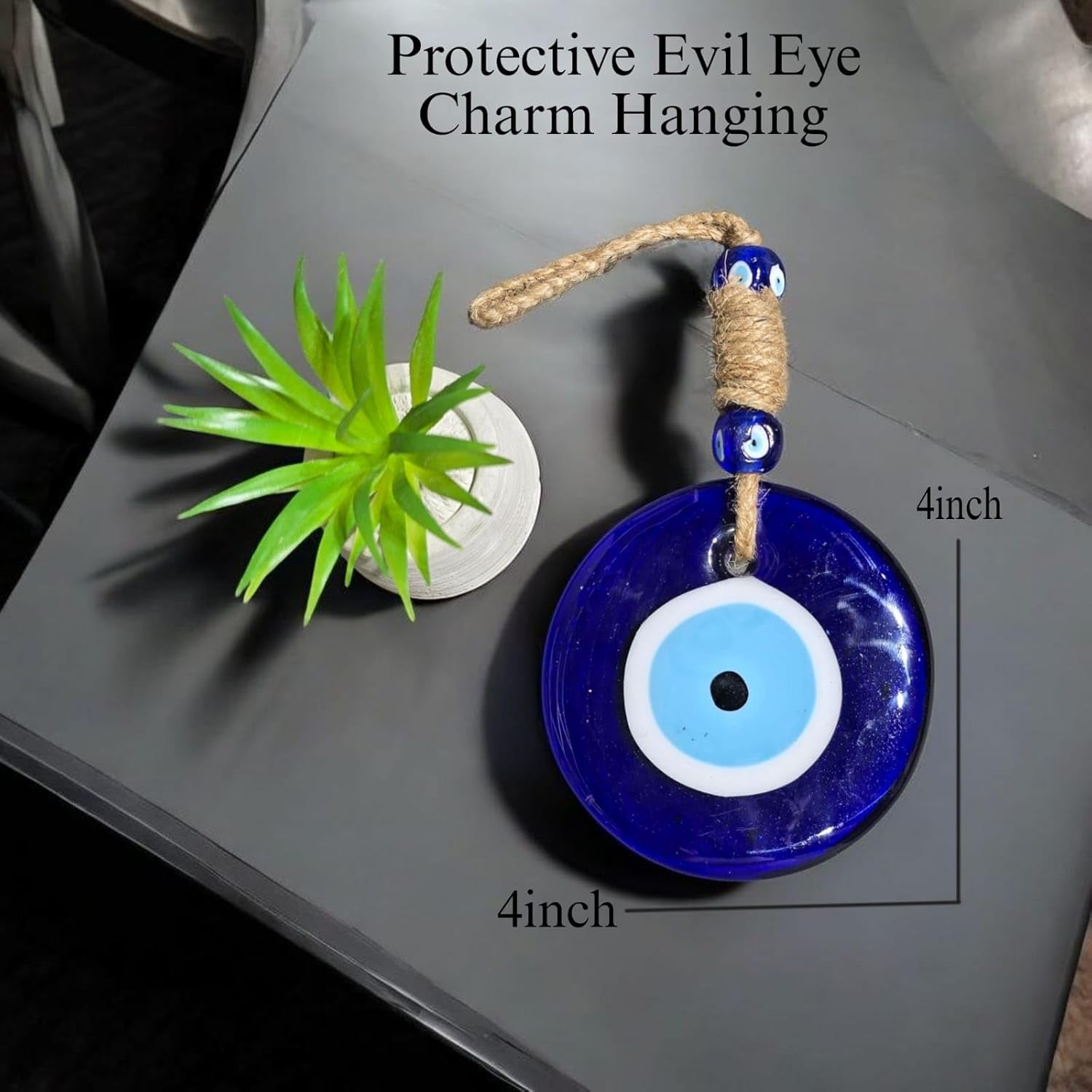 Evil Eye Wall Hanging 5 Inch Blue Glass Protection Amulet