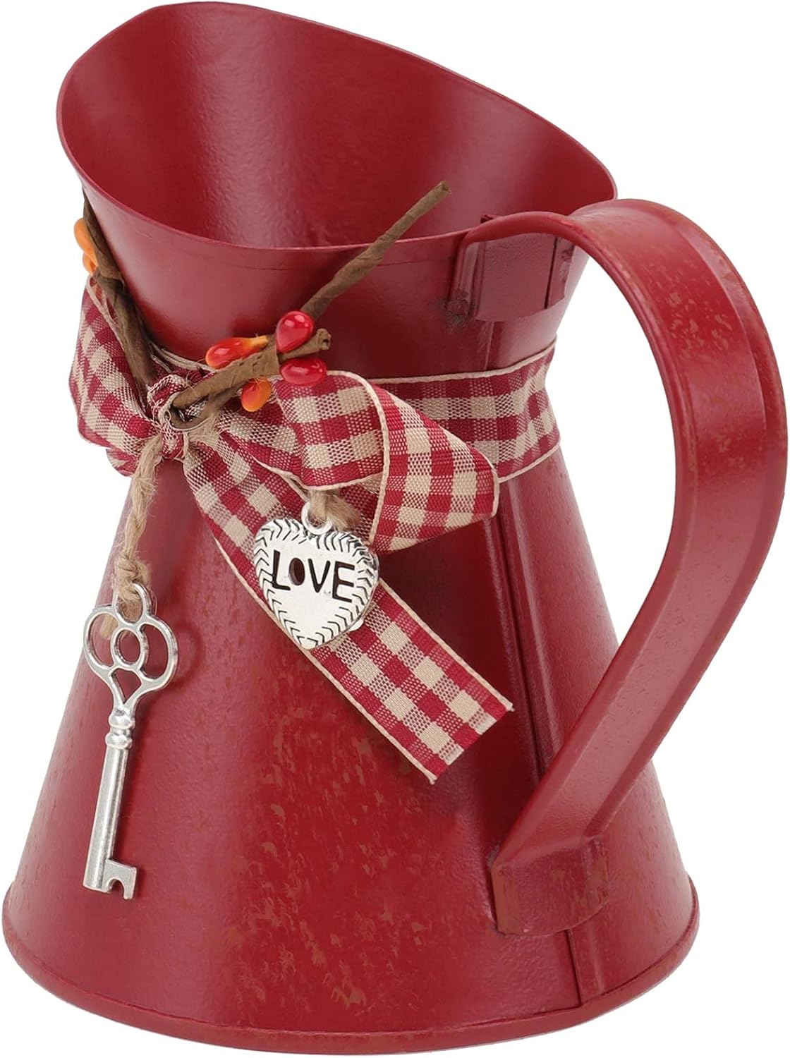 Vaguelly Rustic Red Galvanized Flower Bucket Vase