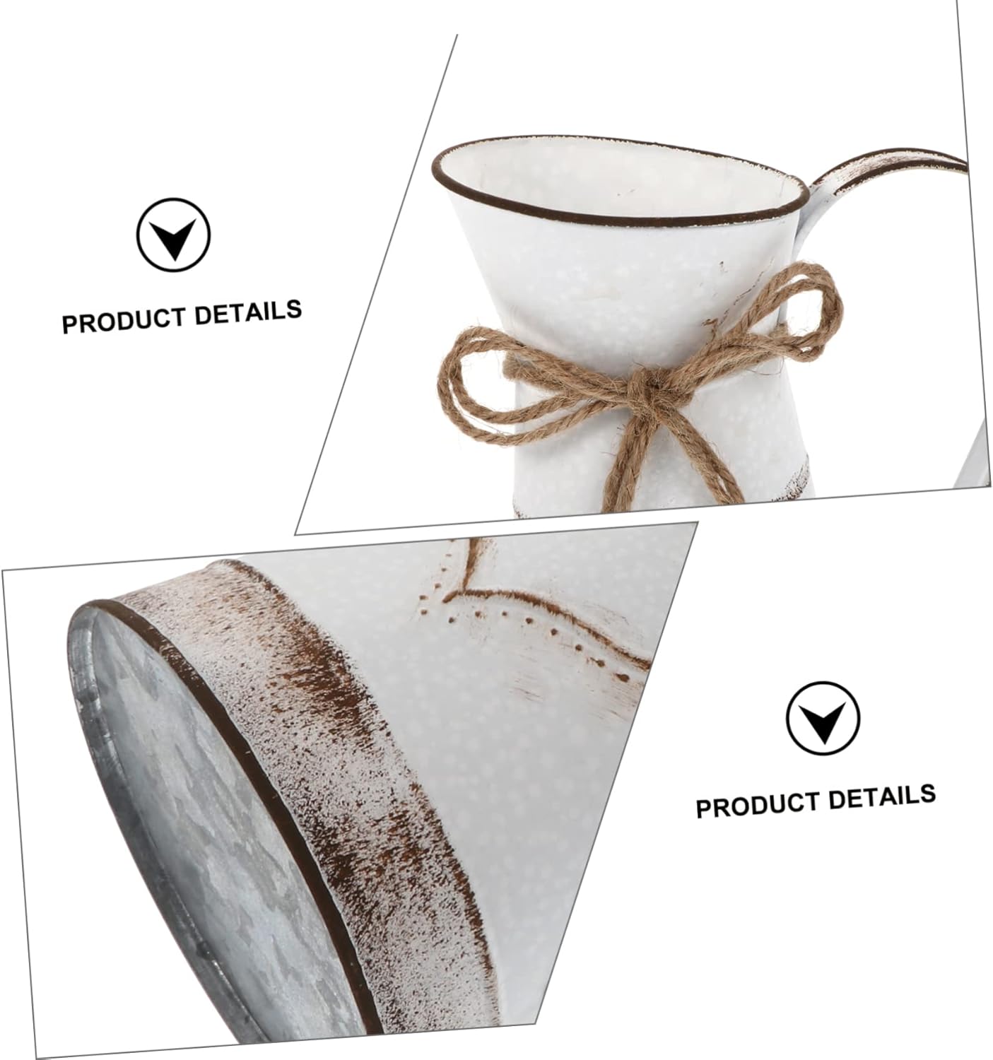 IMIKEYA Vintage French Country Style Pitcher Metal Flower Vase White 11 Inch