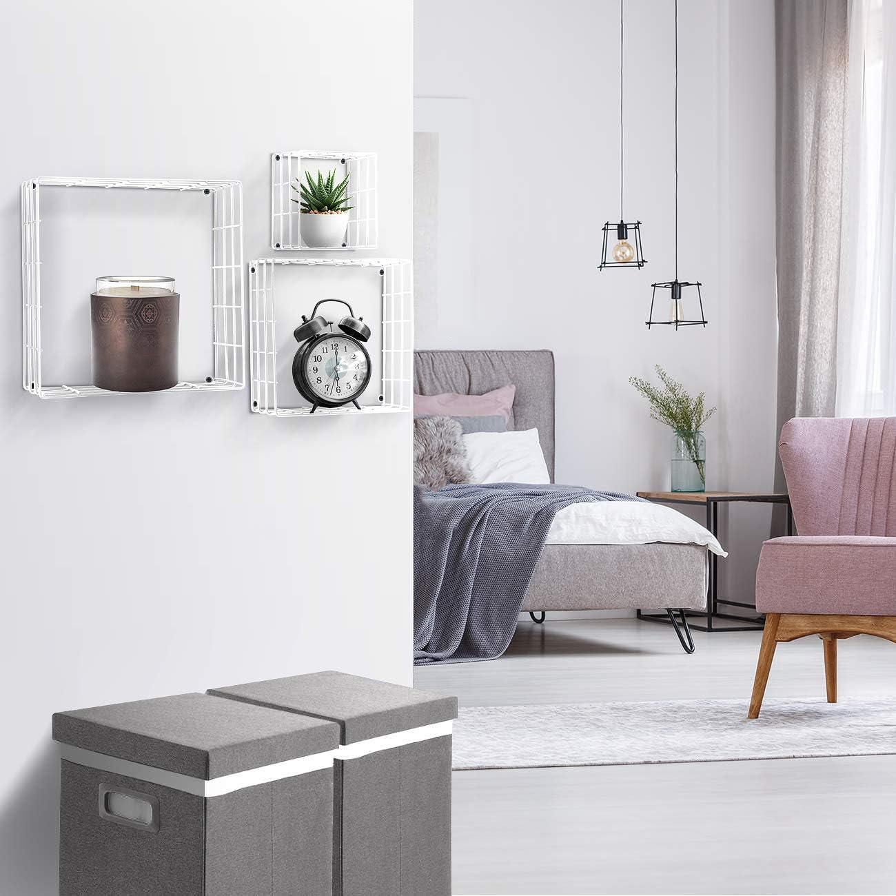 Sorbus Floating Square Shelves Set of 3 White