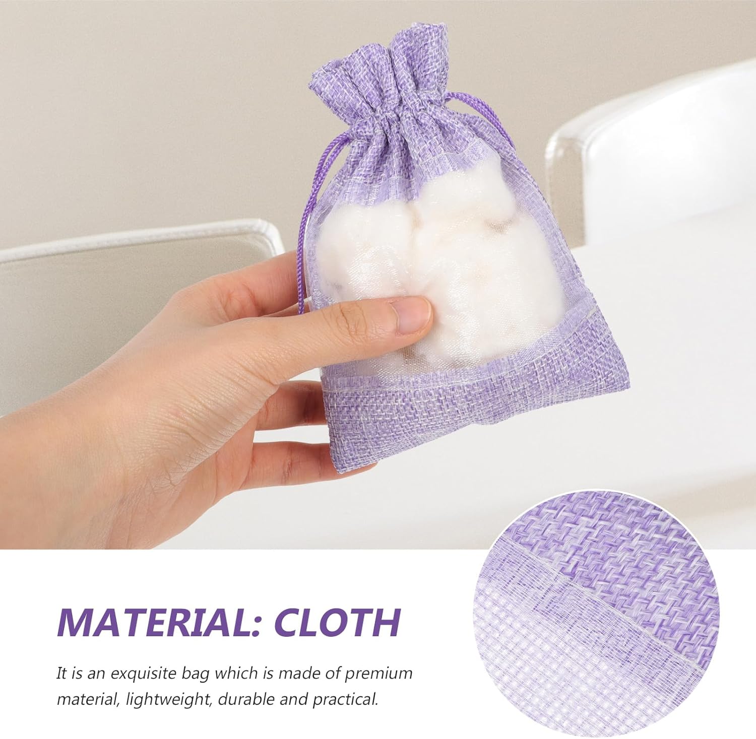 10Pcs Lavender Sachet Bags - Empty Violet Cloth Drawstring Bags for Fragrance and Storage