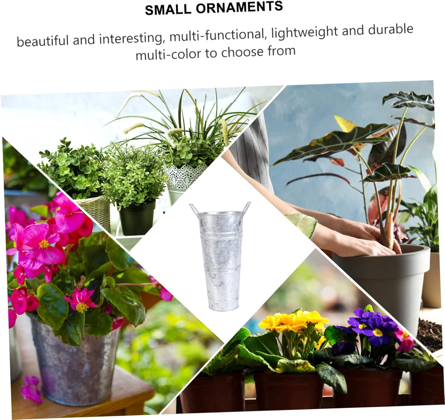 DECHOUS 2 Pcs Vintage Iron Flower Bucket Decor Vase