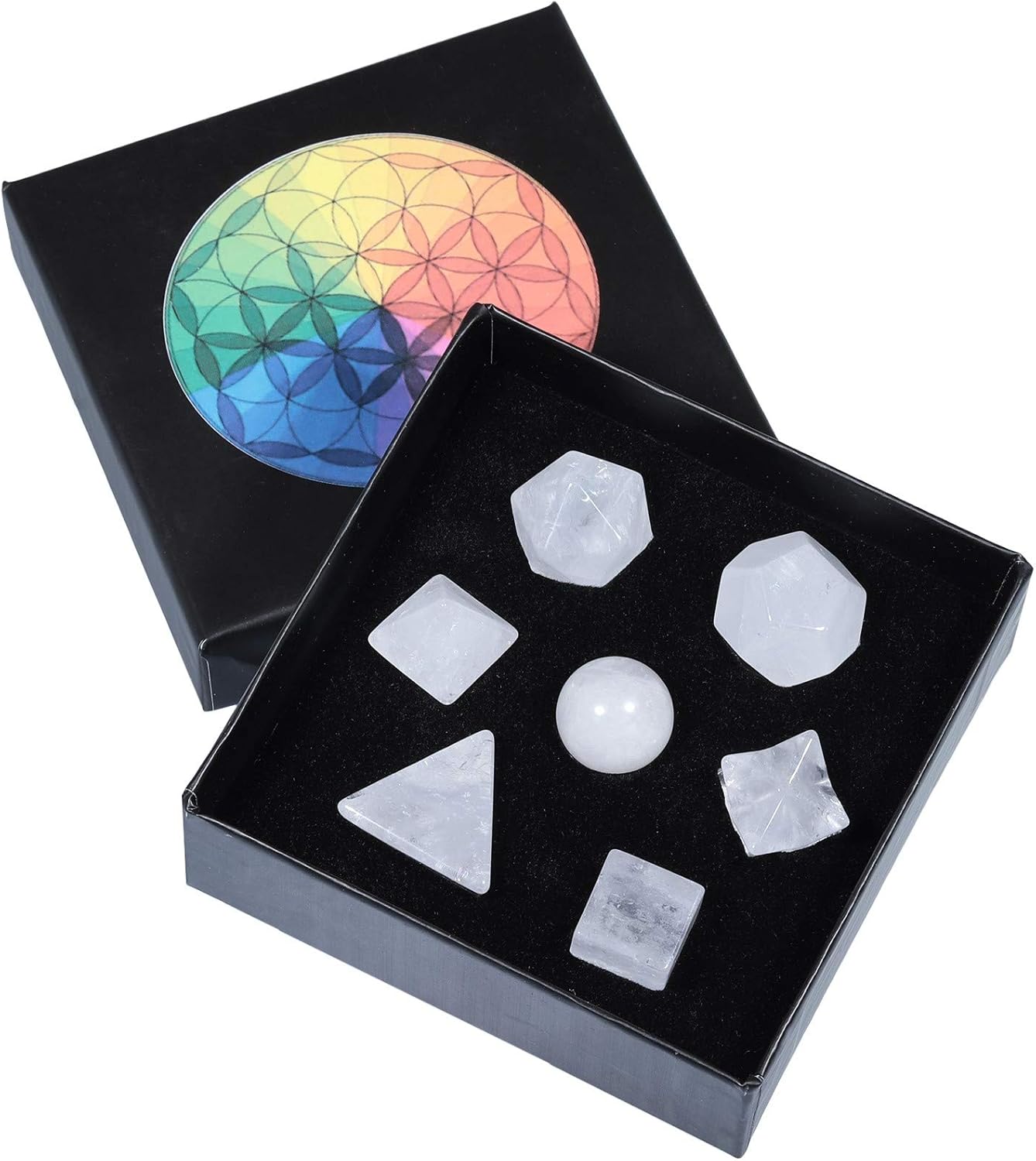 Amogeeli Crystal Platonic Solids Sacred Geometry Set