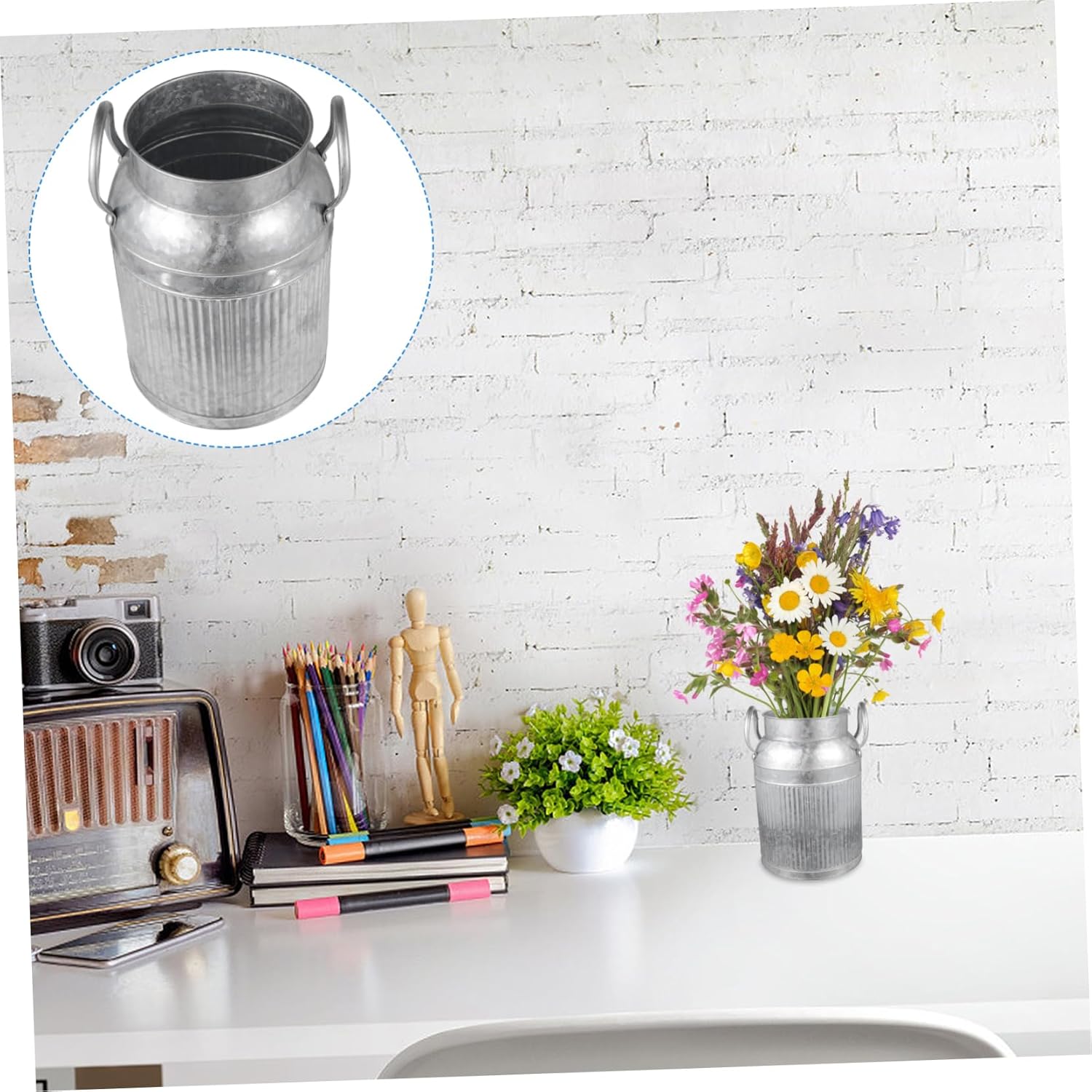 Vintage Farmhouse Flower Vase Decorative Home Office Decor