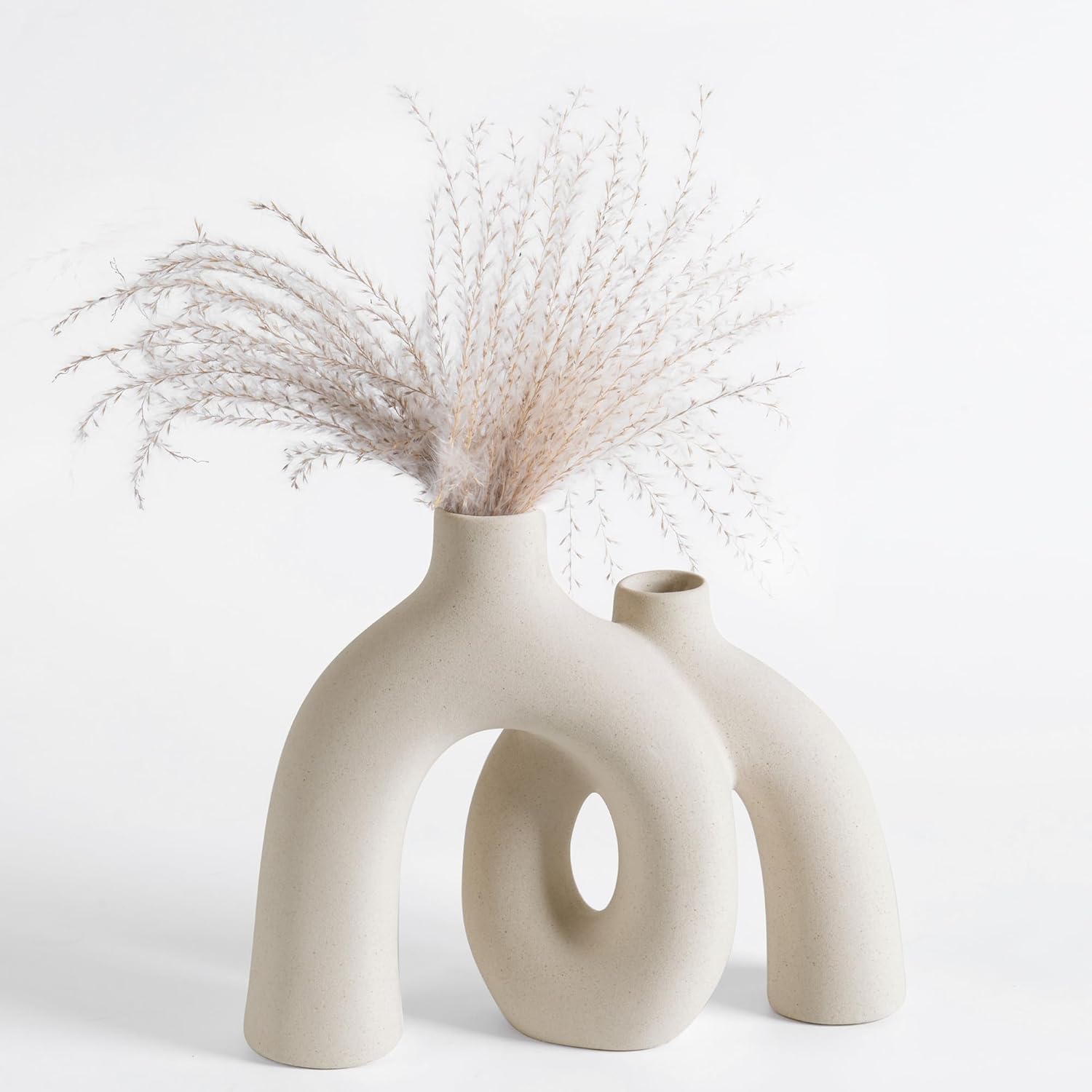 Ceramic Hug Vase Modern Donut Style Decor for Home