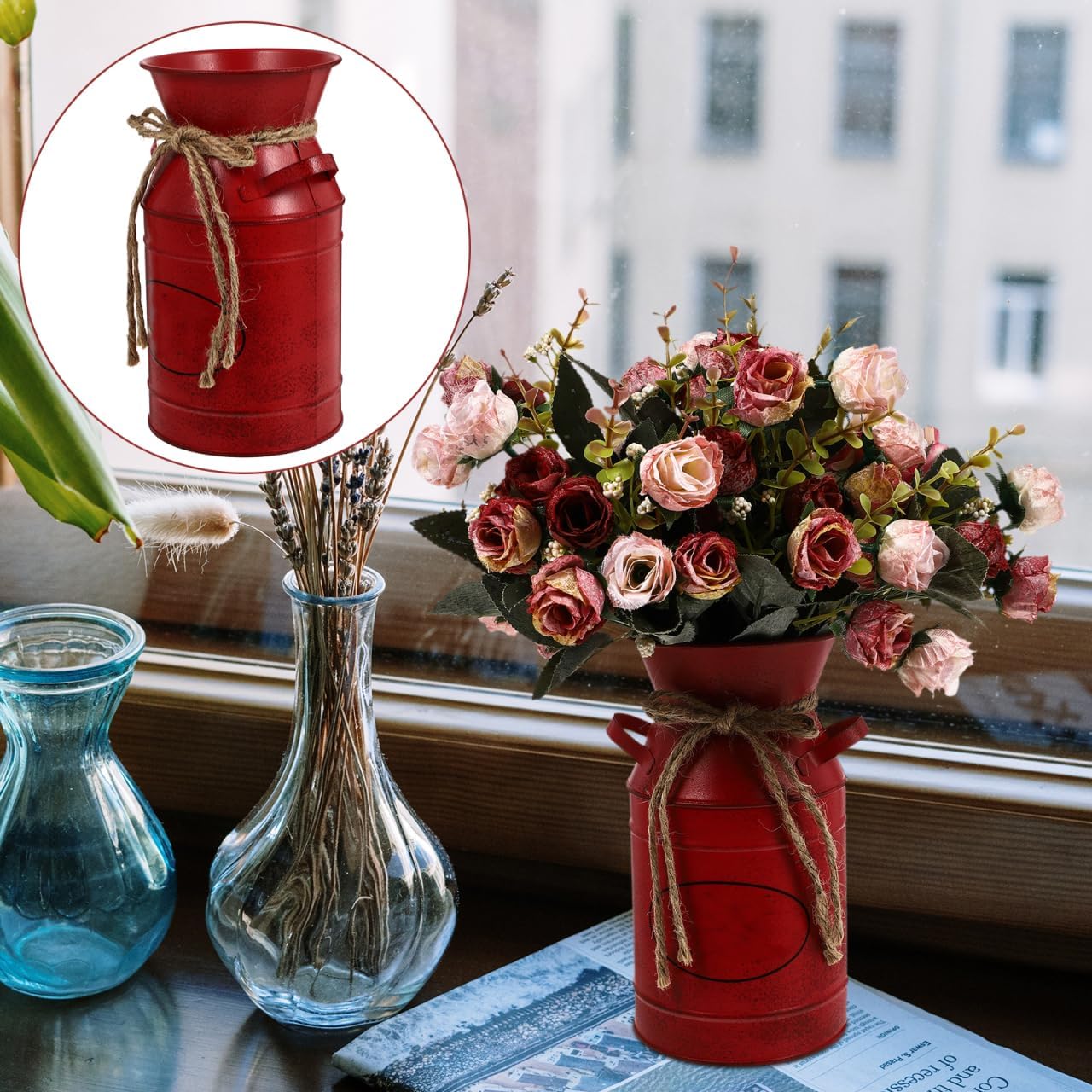 Rustic Milk Can Vase for Home Decor