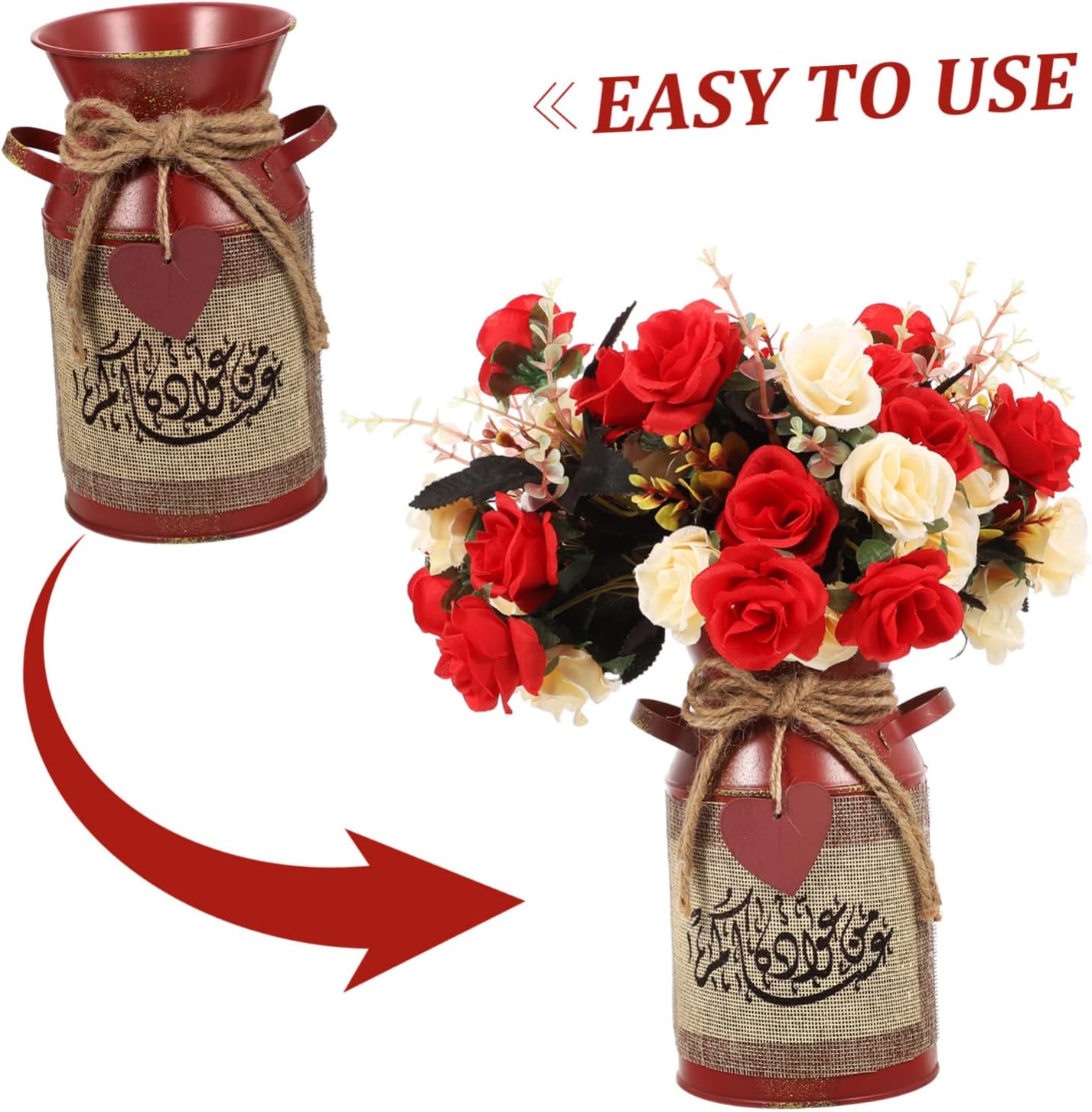 Rustic Vintage Iron Flower Bucket Pot Dried Flower Container