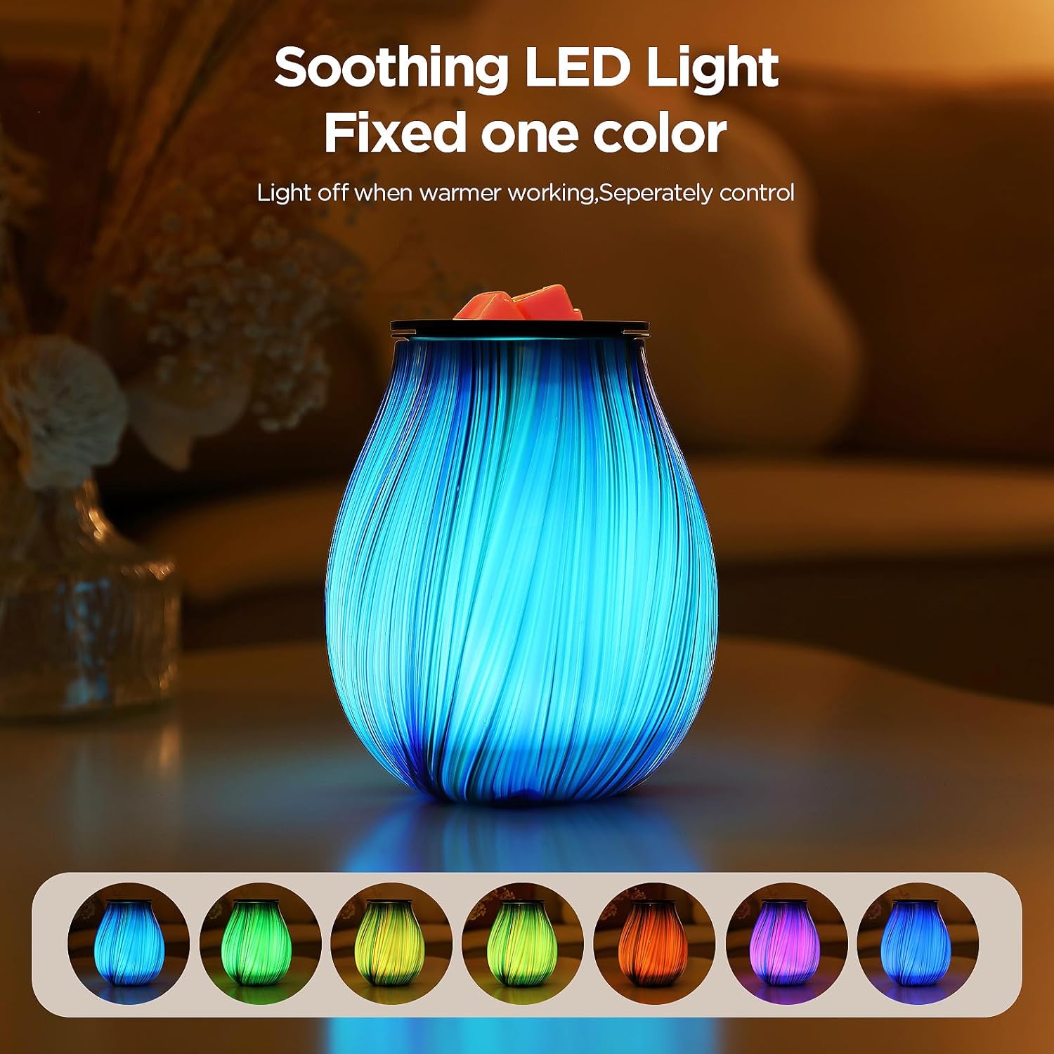 Inrorans Electric Wax Melt Burner with Timer and 7 LED Color Changing Art Glass Night Light