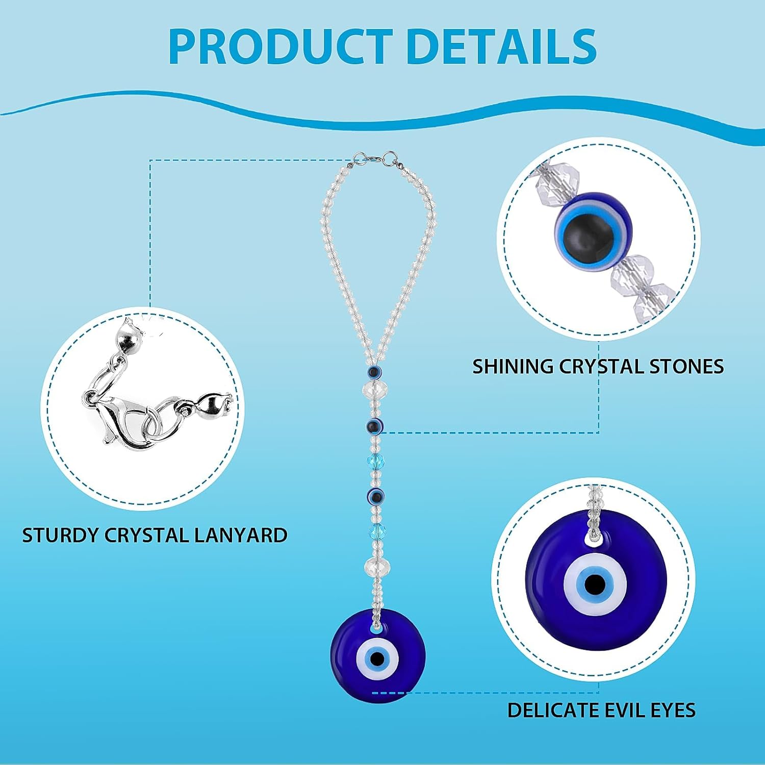 Evil Eye Car Hanging Blue Charm for Rear View Mirror
