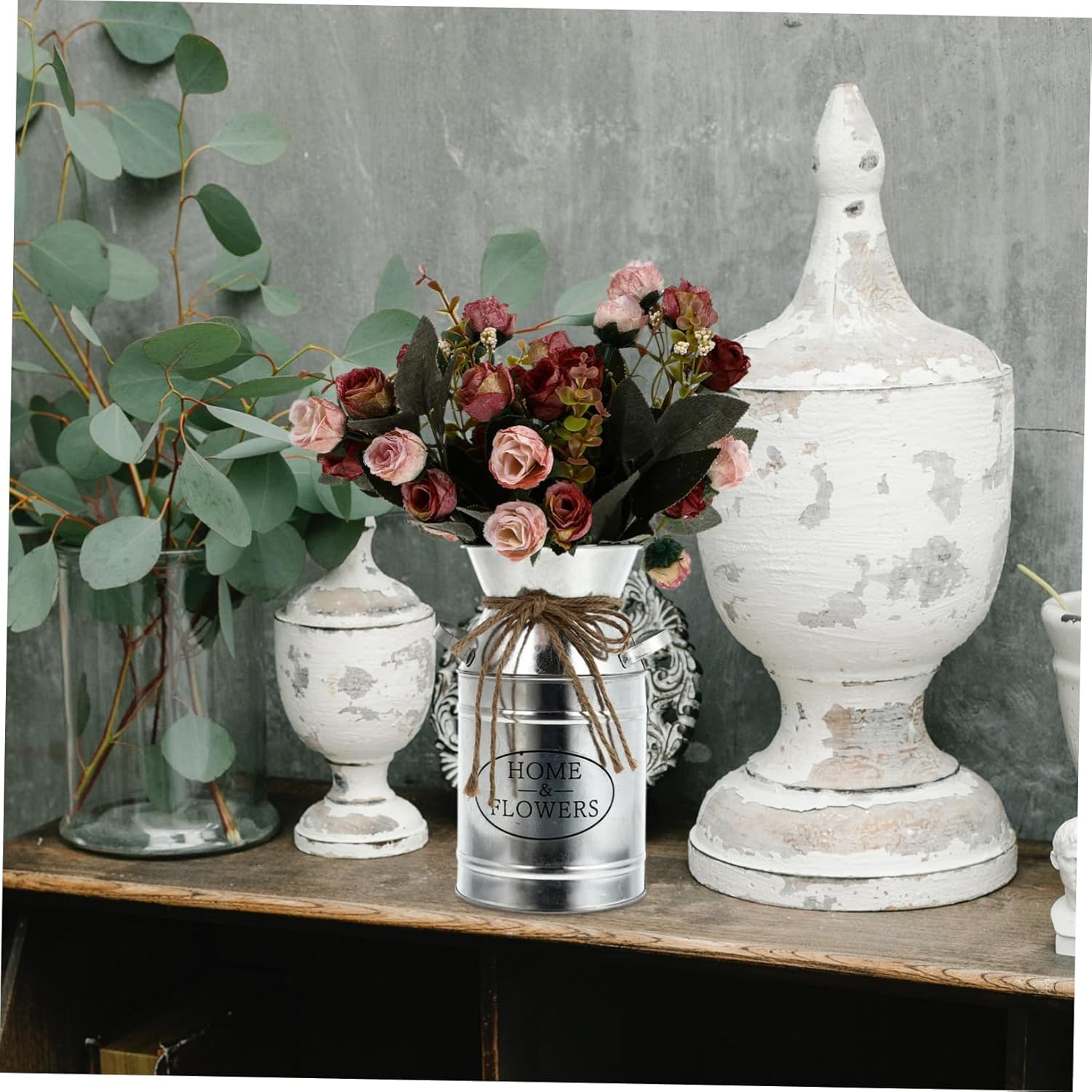 Vintage Iron Bucket Flower Pot for Home Decor