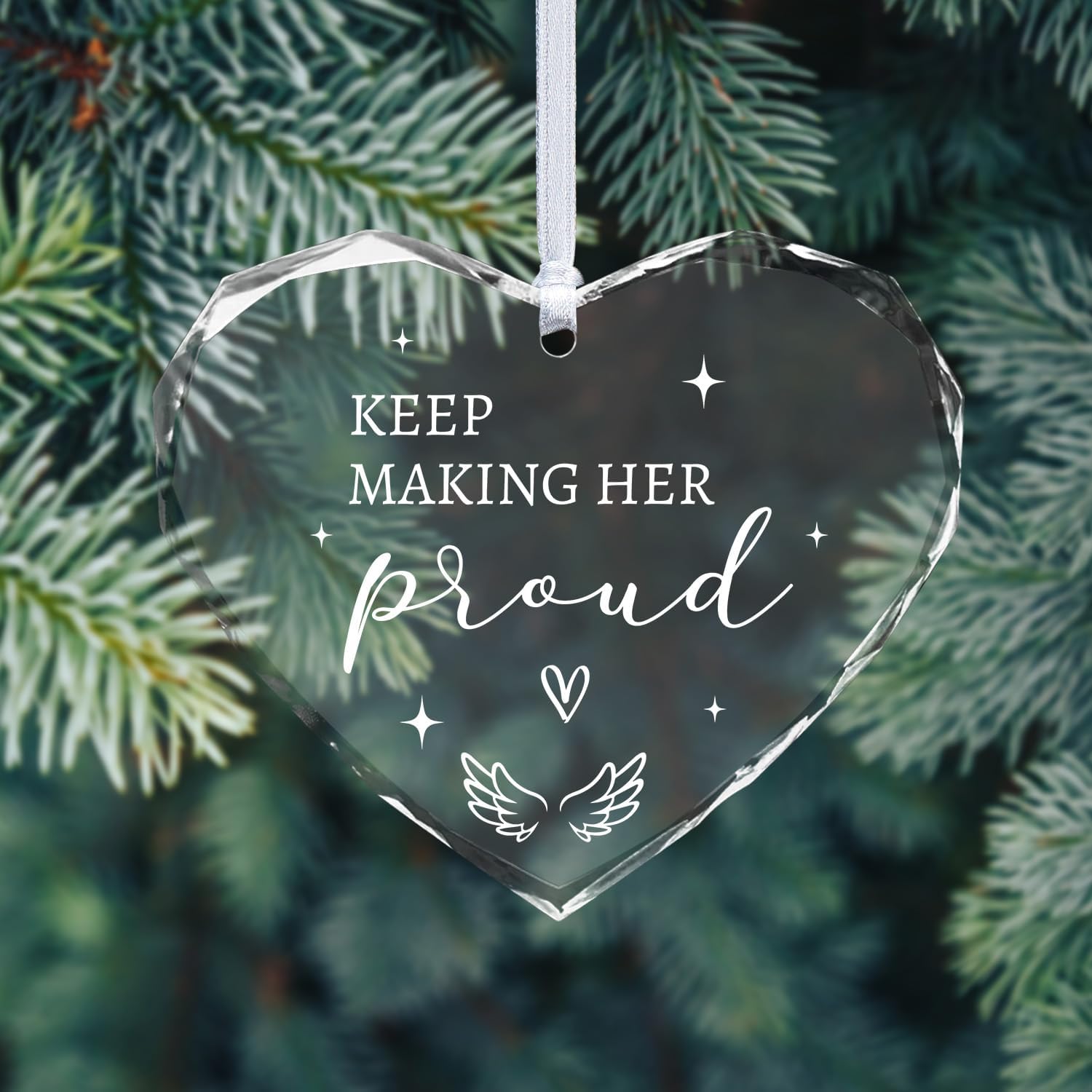 Mom Memorial Glass Ornament - Keep Making Her Proud