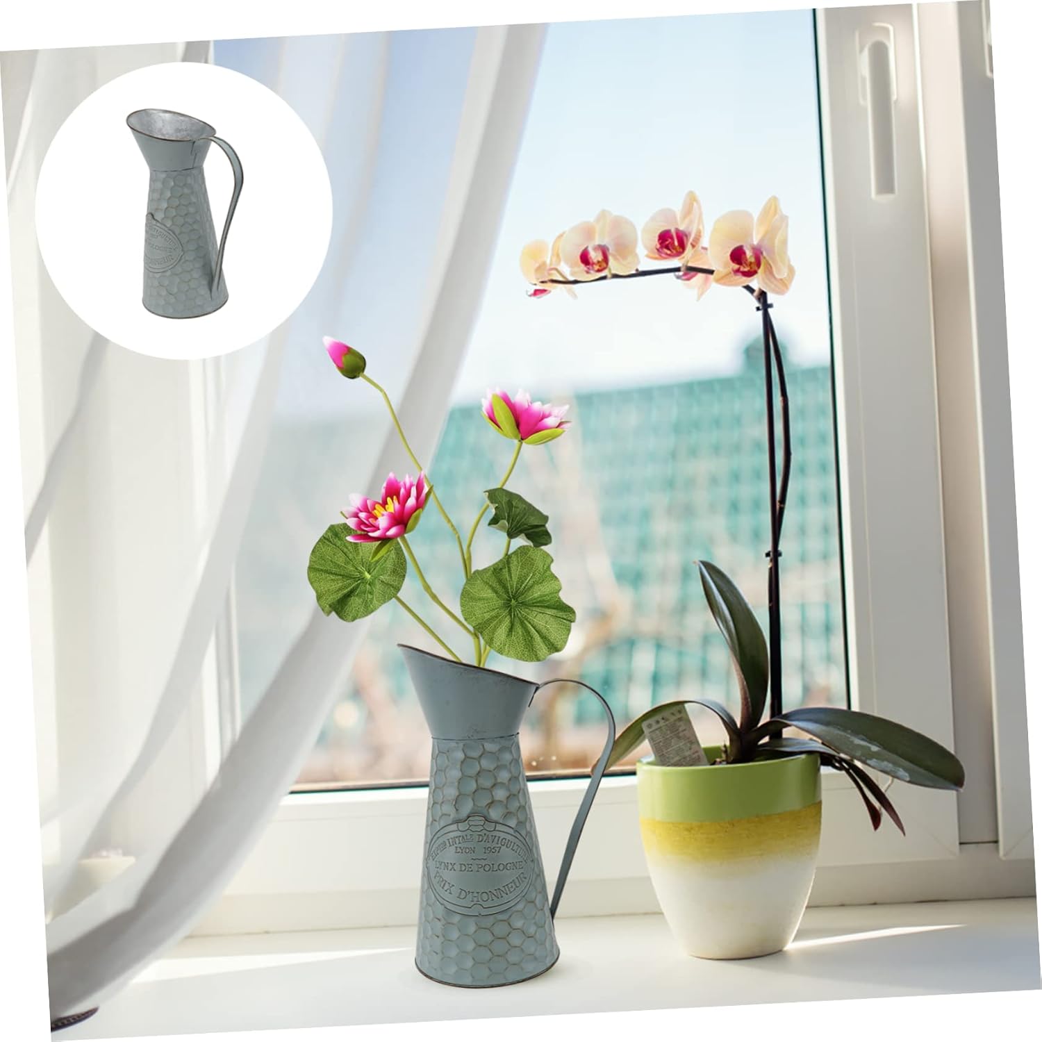 STOBAZA Antique Iron Flower Pot Decorative Vase for Home Decor Chic Style