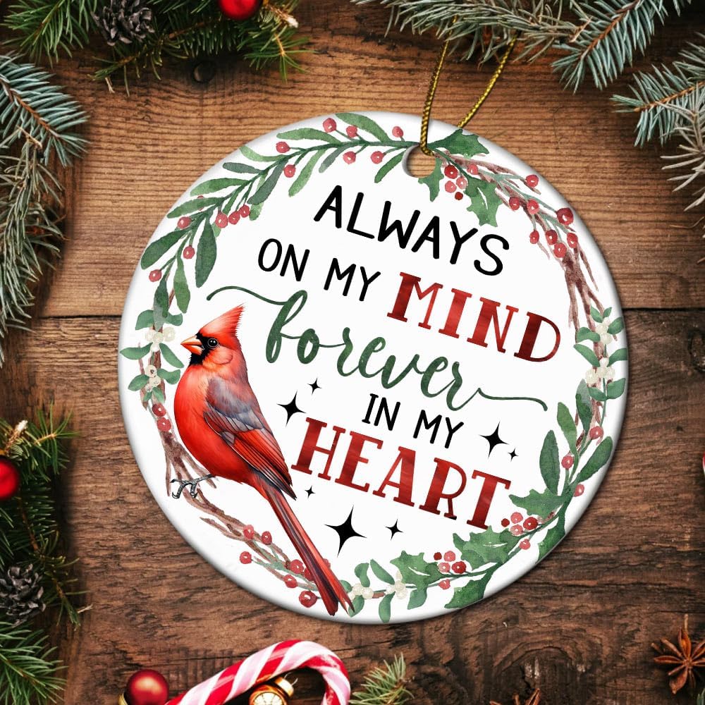 Memorial Ornament with Heartfelt Message - Christmas Red Cardinal Decor
