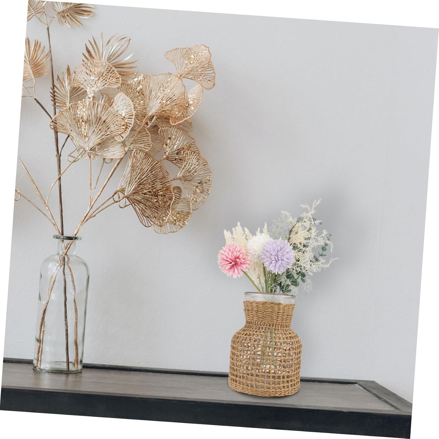 STOBAZA Luxury Grass Woven Flower Vase Natural Home Decor