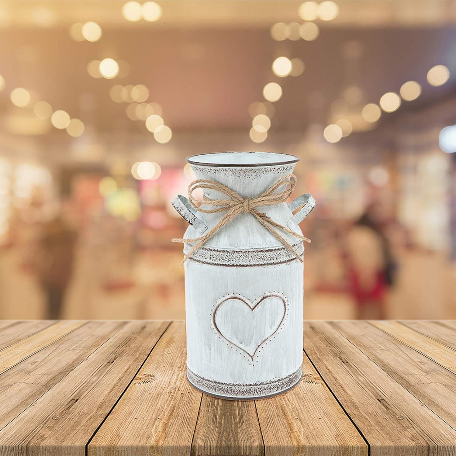 Vintage Tin Vase for Flowers - Rustic Heart Shaped Decor