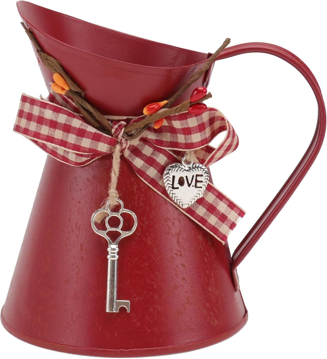 Vaguelly Rustic Red Galvanized Flower Bucket Vase