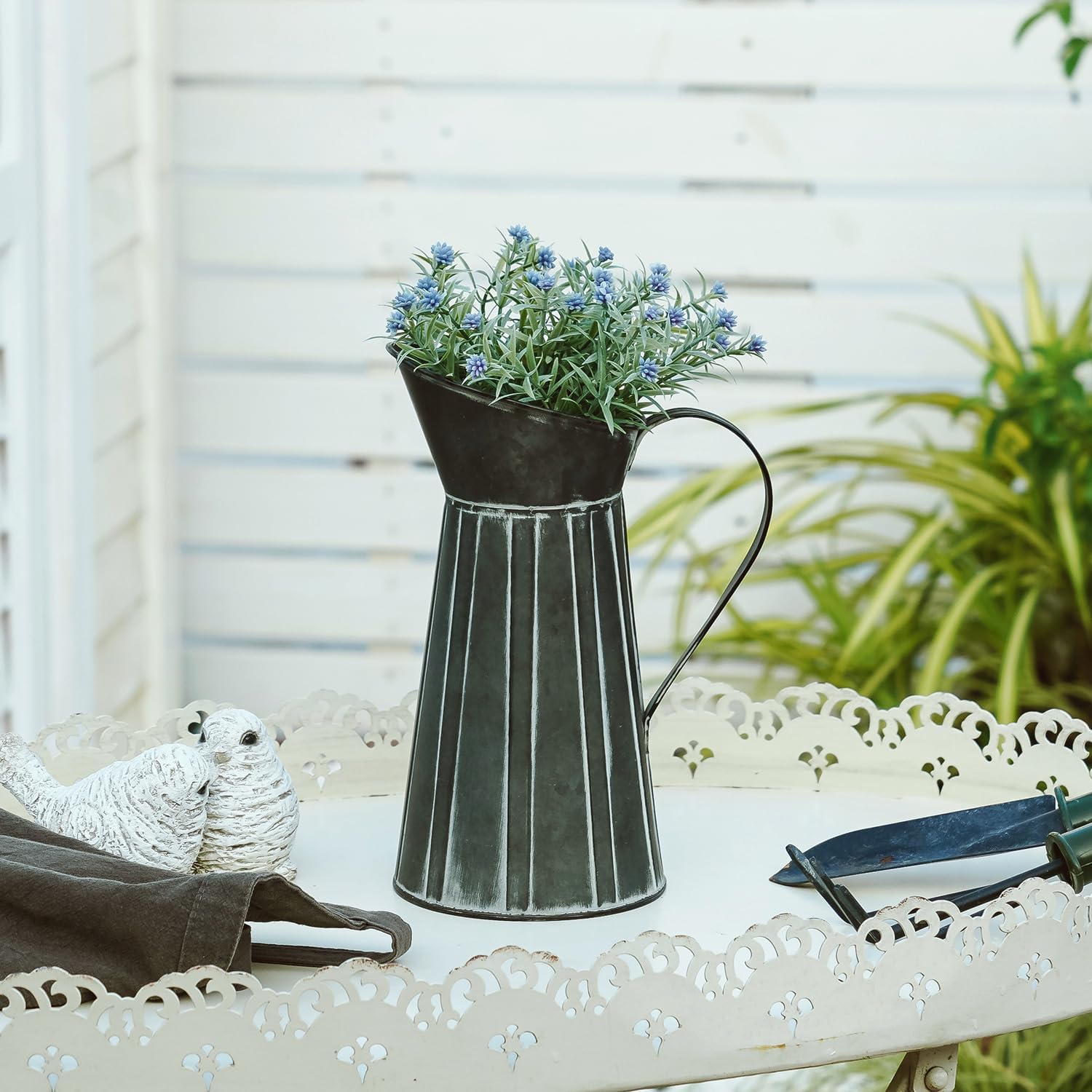 Rustic Metal Milk Jug Vase for Home Dcor