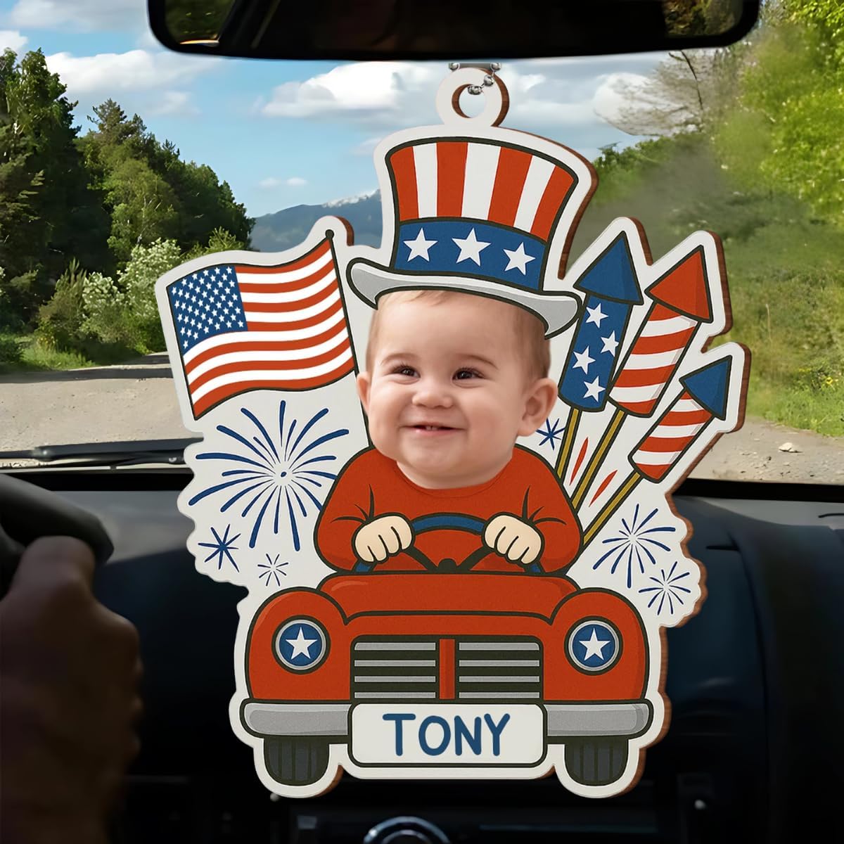 Customizable Baby 4th of July Car Hanging Ornament