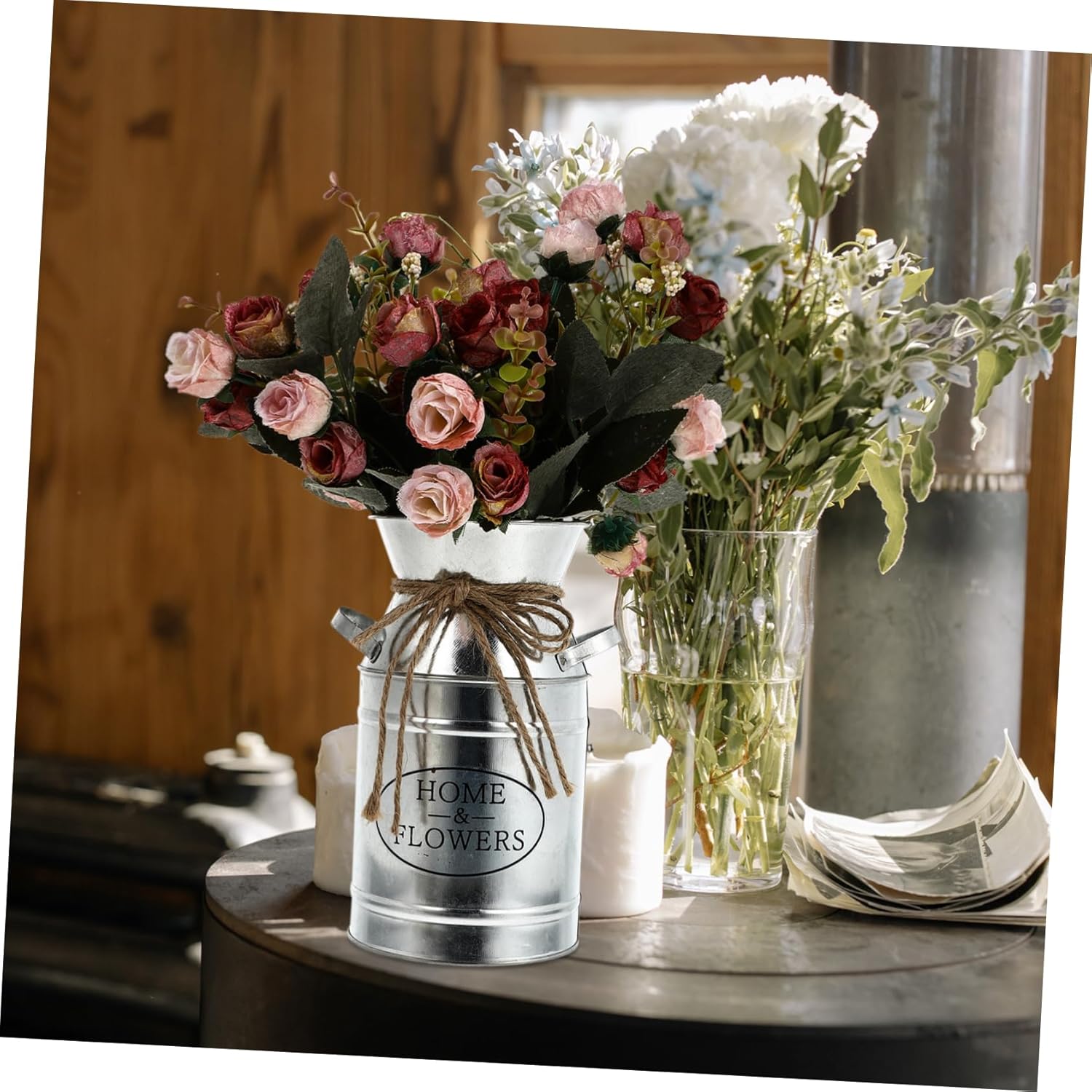 Vintage Iron Bucket Flower Pot for Home Decor