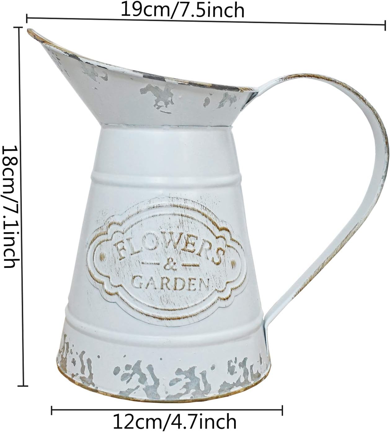 White Rustic Shabby Chic Metal Flower Vase