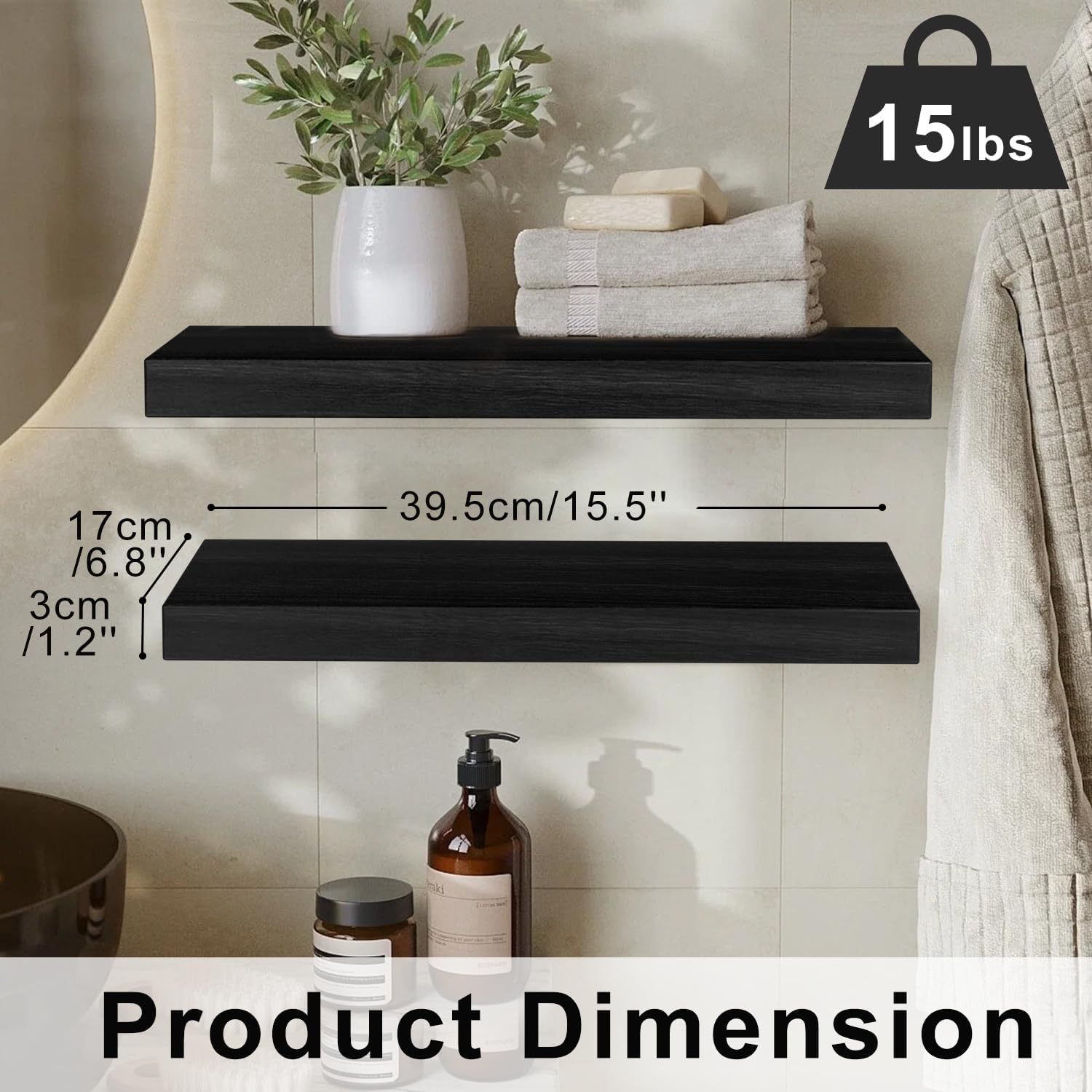 AT-VALY Floating Shelves Set of 3 156IN