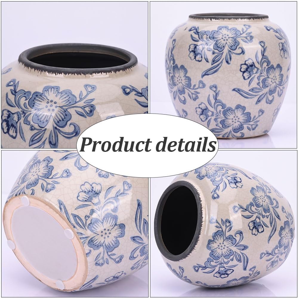Qianling Blue and White Floral Vase - 67 Vintage Ceramic Decor Vase