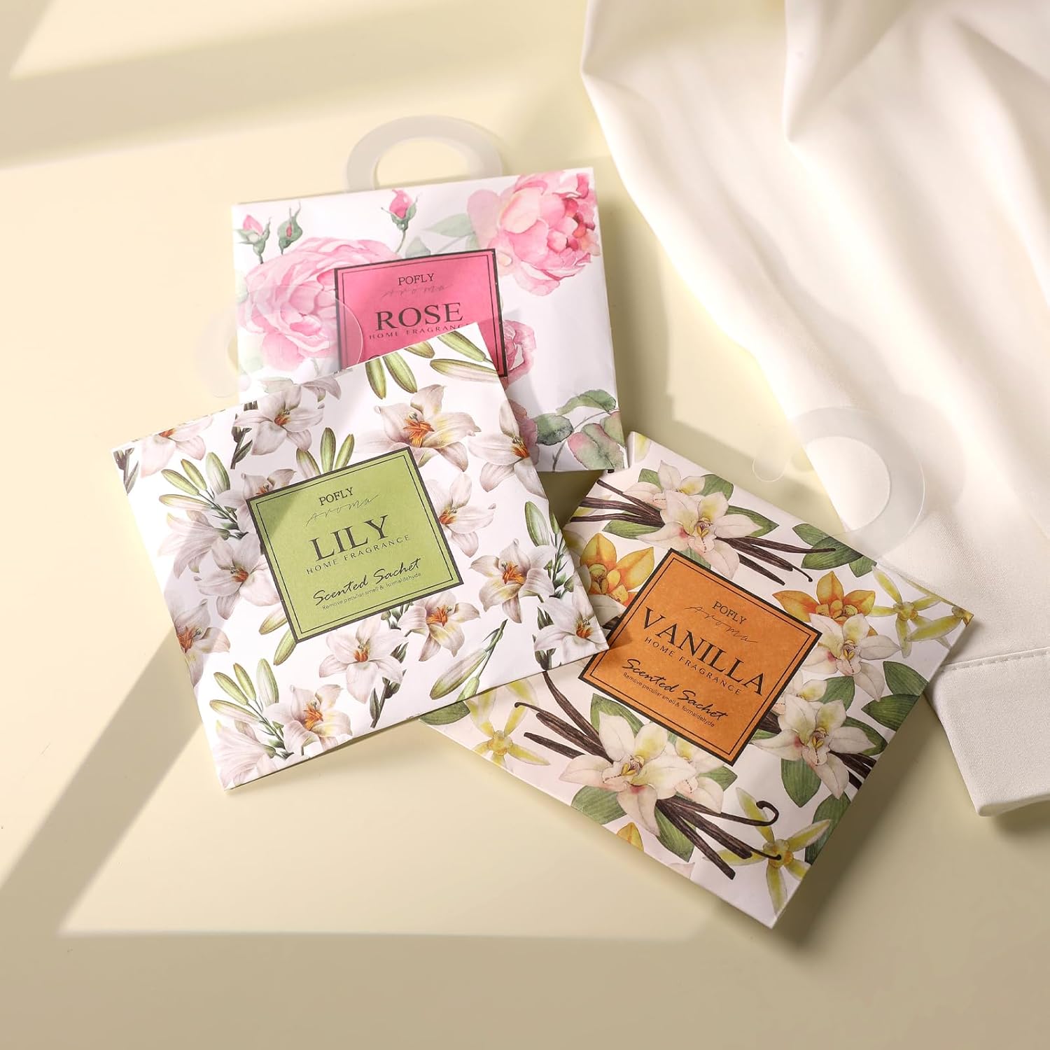Pofly Gardenia Scented Sachets 12-Pack for Home