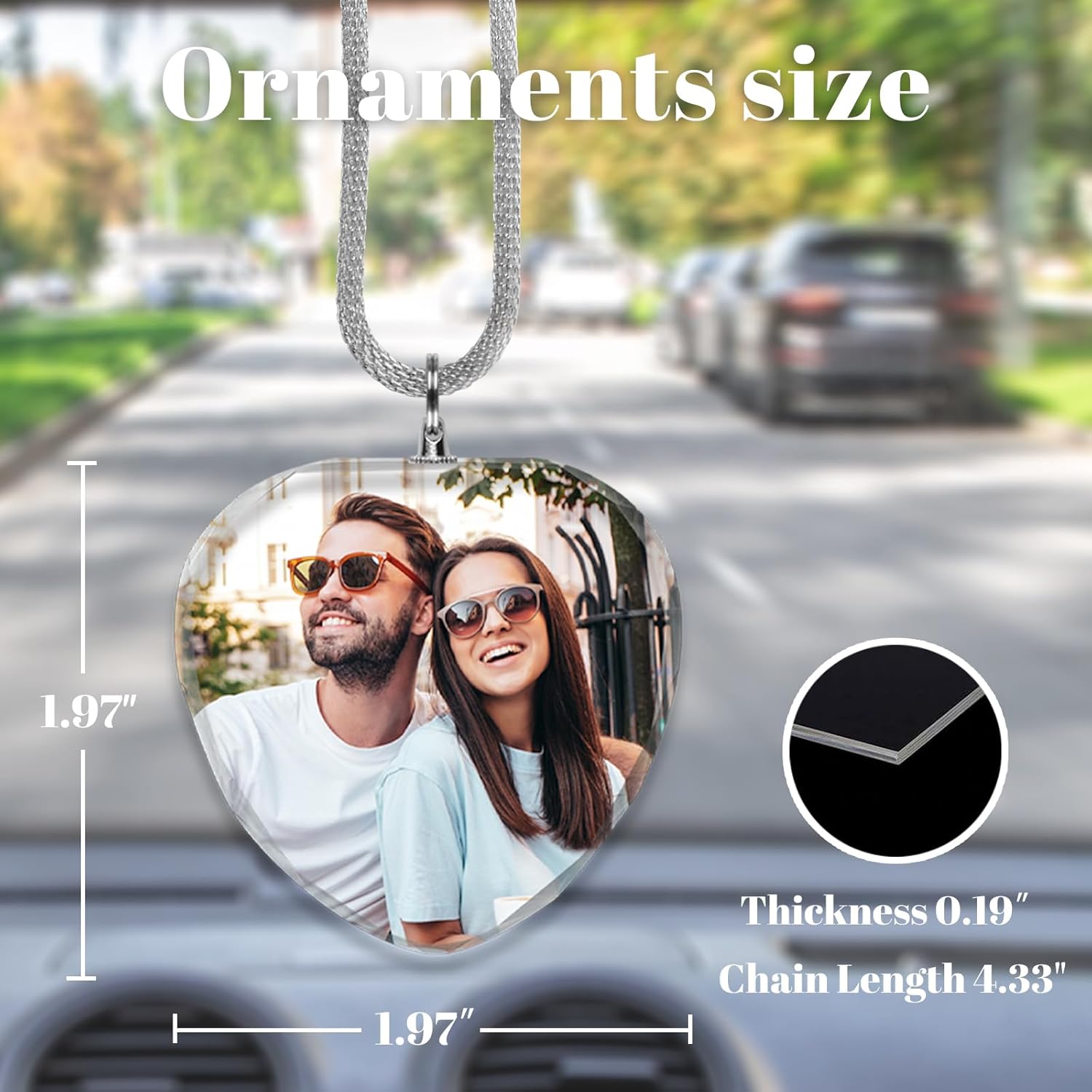 Personalized Crystal Car Rearview Mirror Pendant with Photo