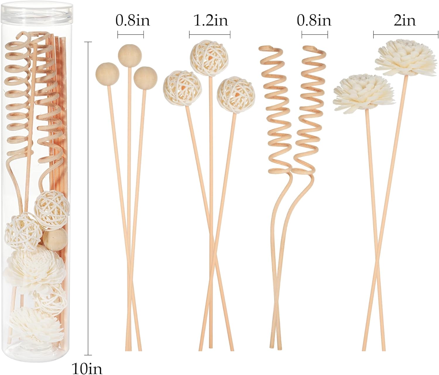 WUTAOBON 10 Inch Reed Diffuser Set 10 Pcs Natural Rattan