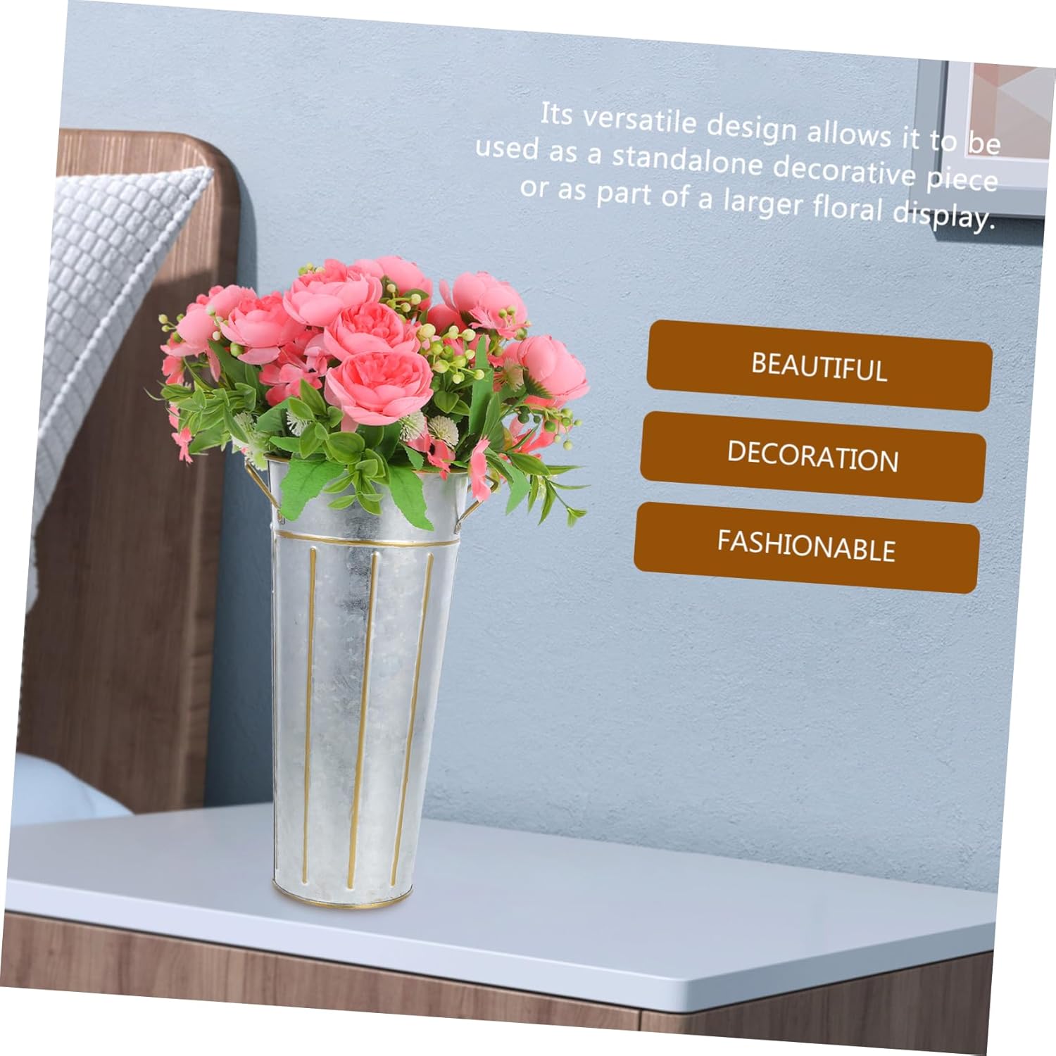 Vintage Iron Flower Arrangement Vase Rustic Decor