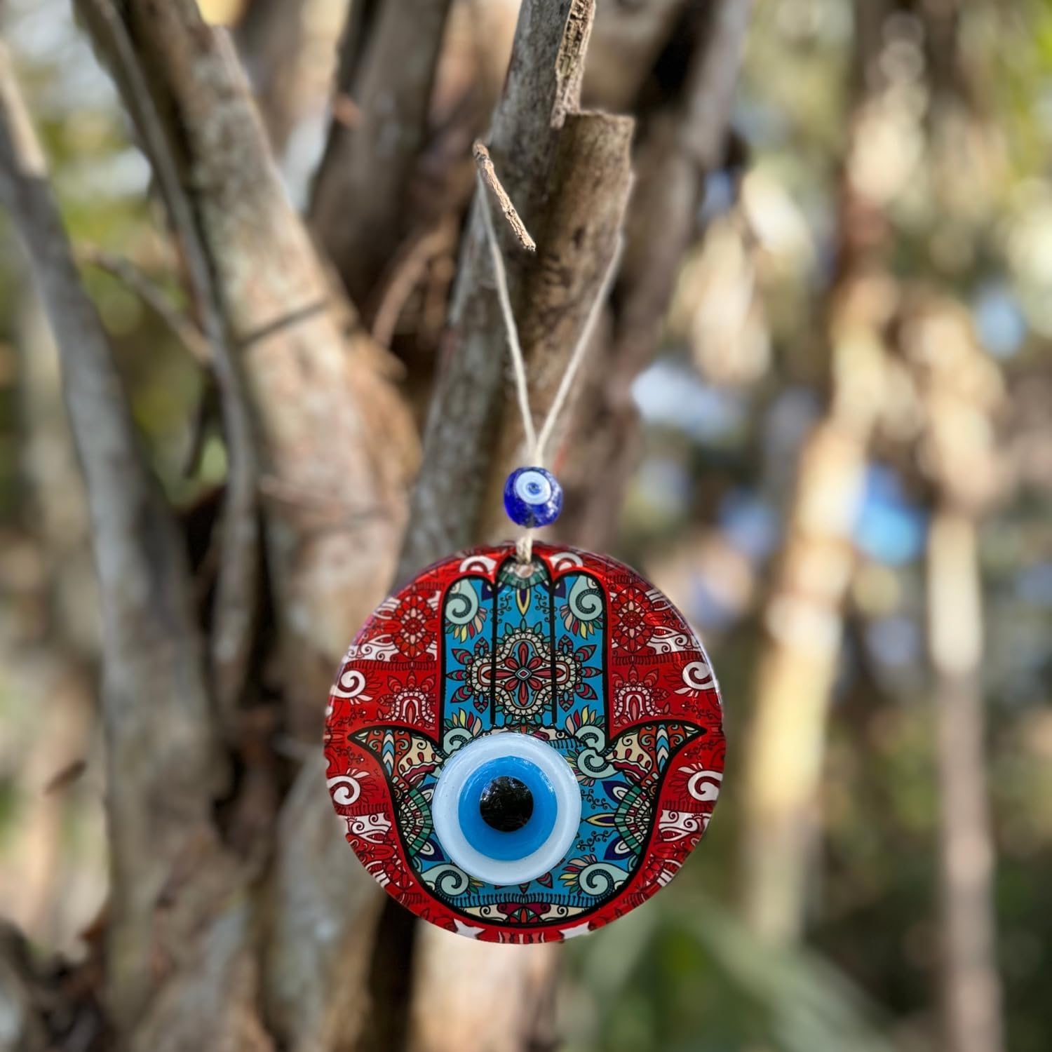 Fusion Hamsa Hand Hanging Decor with Evil Eye