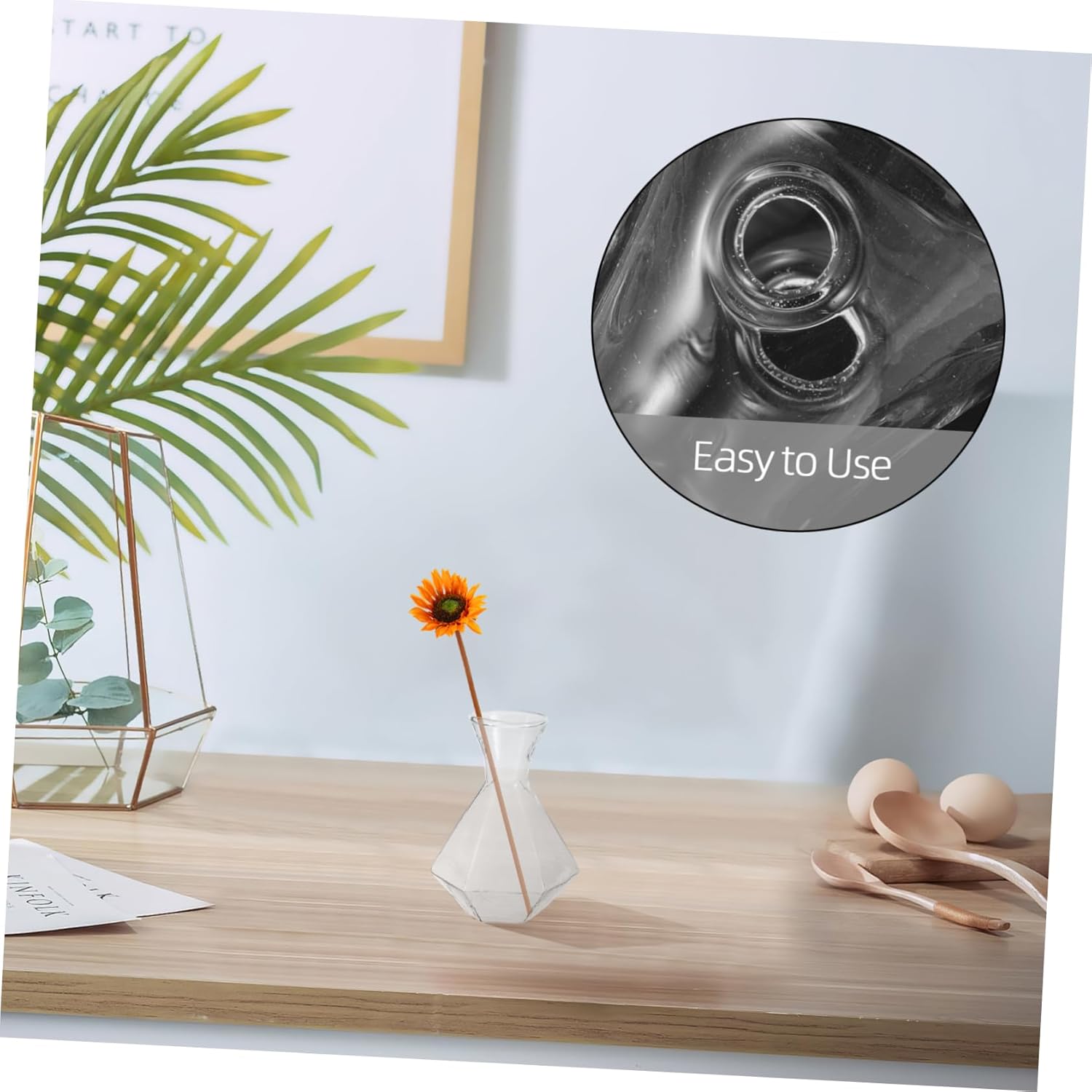 2pcs Glass Bud Vase for Plant Propagation Vintage Style Home Office Decor