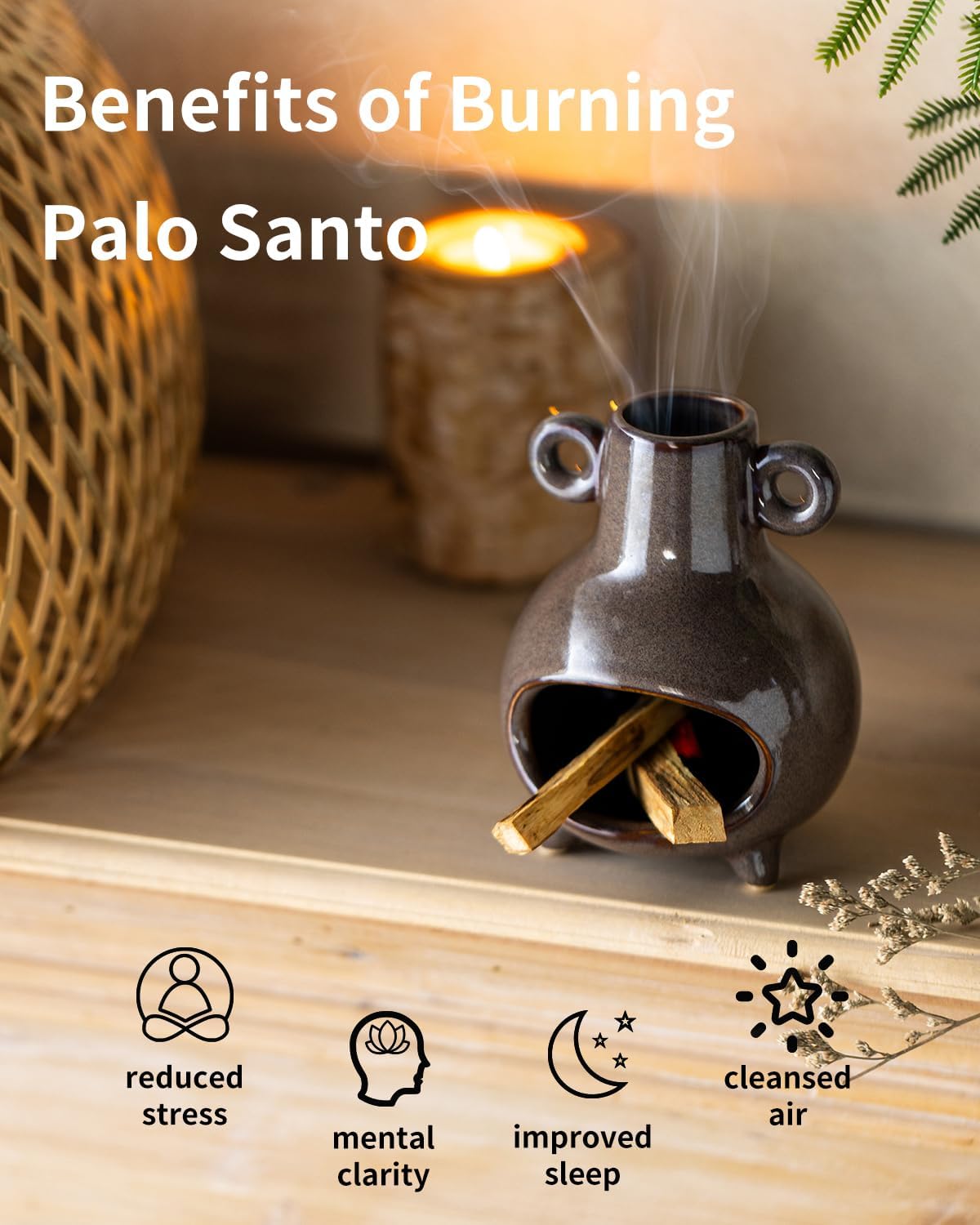 KOKUNKA Ceramic Palo Santo Holder Brown